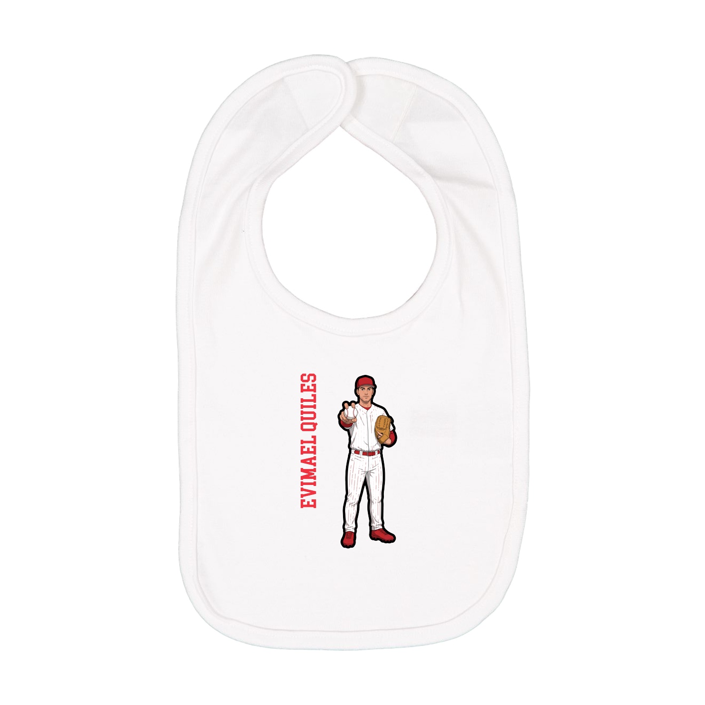 Infant Bib — Name Vertical in White