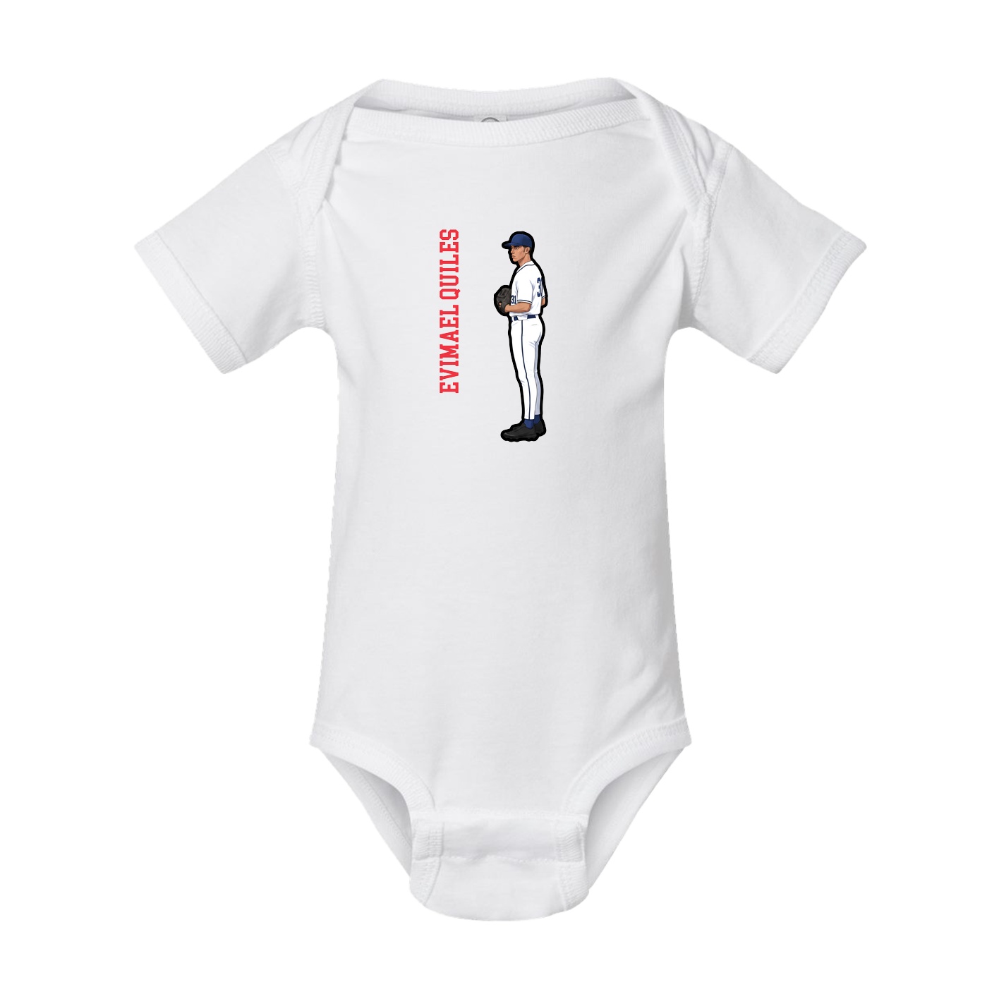 Baby Onesie — Name Vertical in White