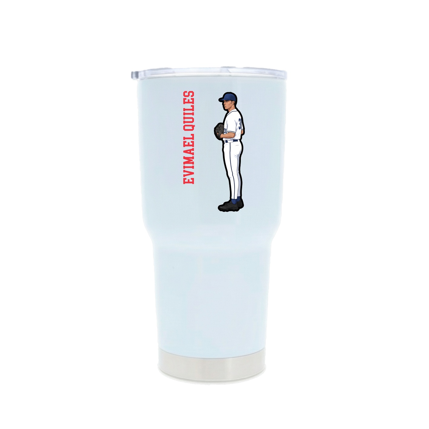 30oz Stainless Steel Tumbler — Name Vertical in White
