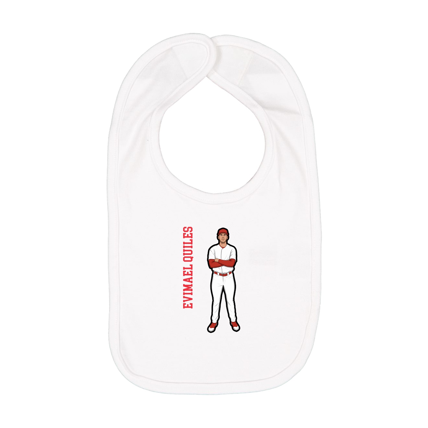 Infant Bib — Name Vertical in White
