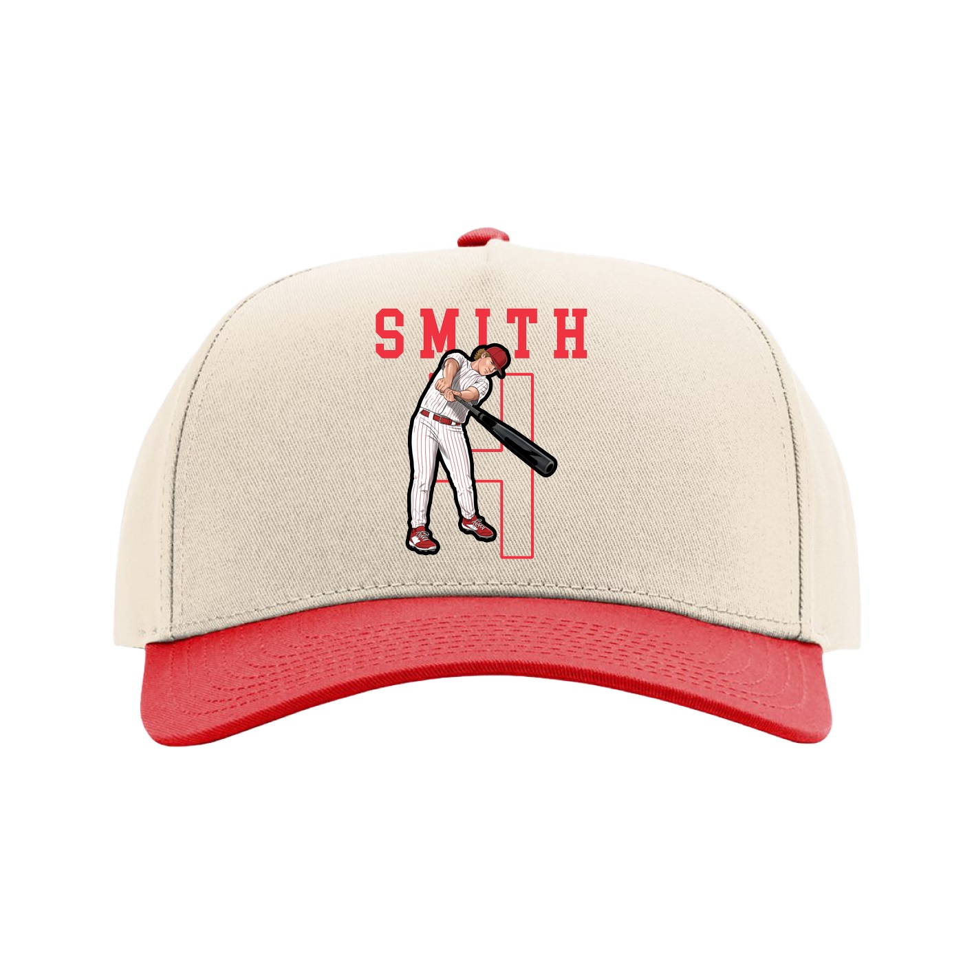Full Fabric Five-Panel Champ Cap — Shirsey in Cream/Red