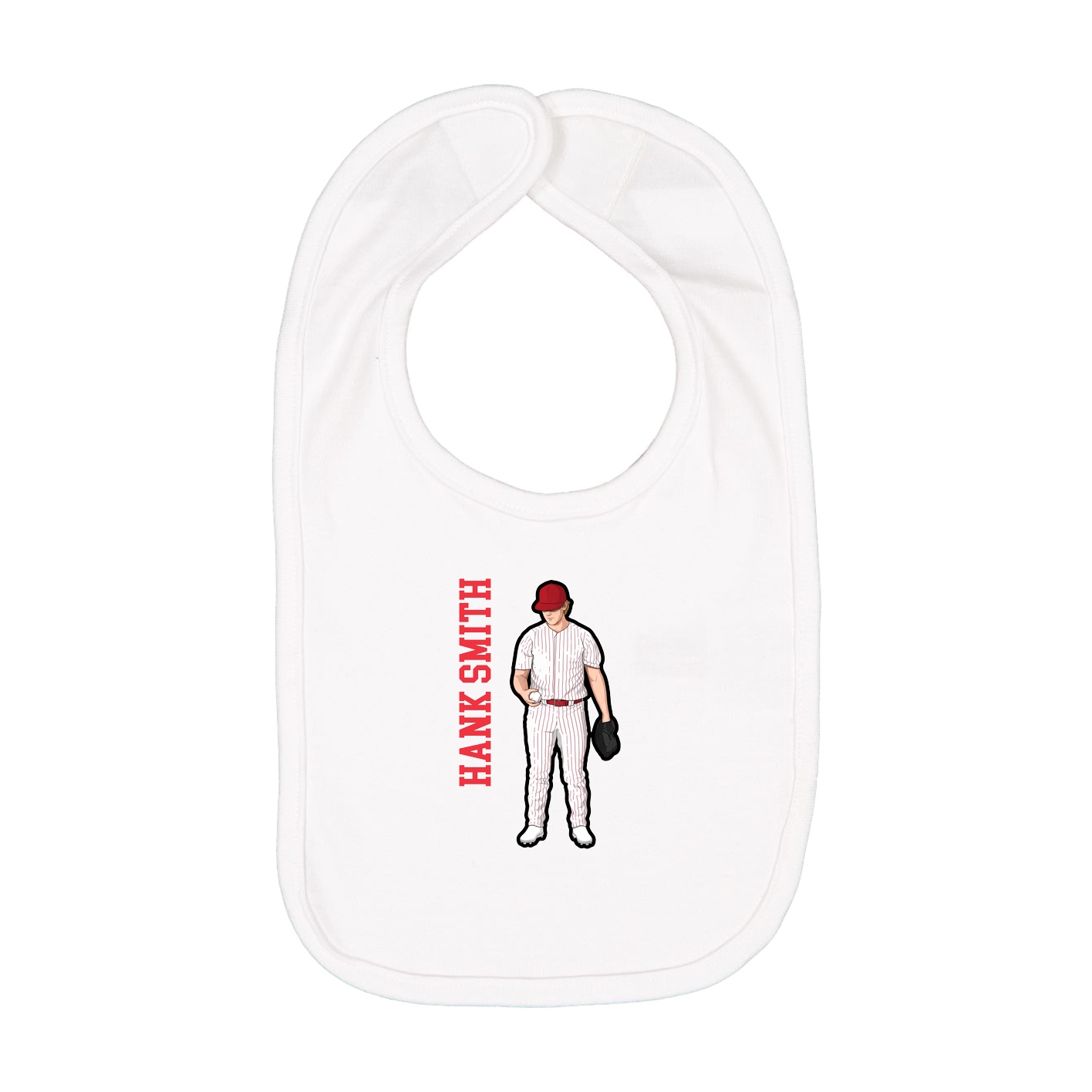 Infant Bib — Name Vertical in White