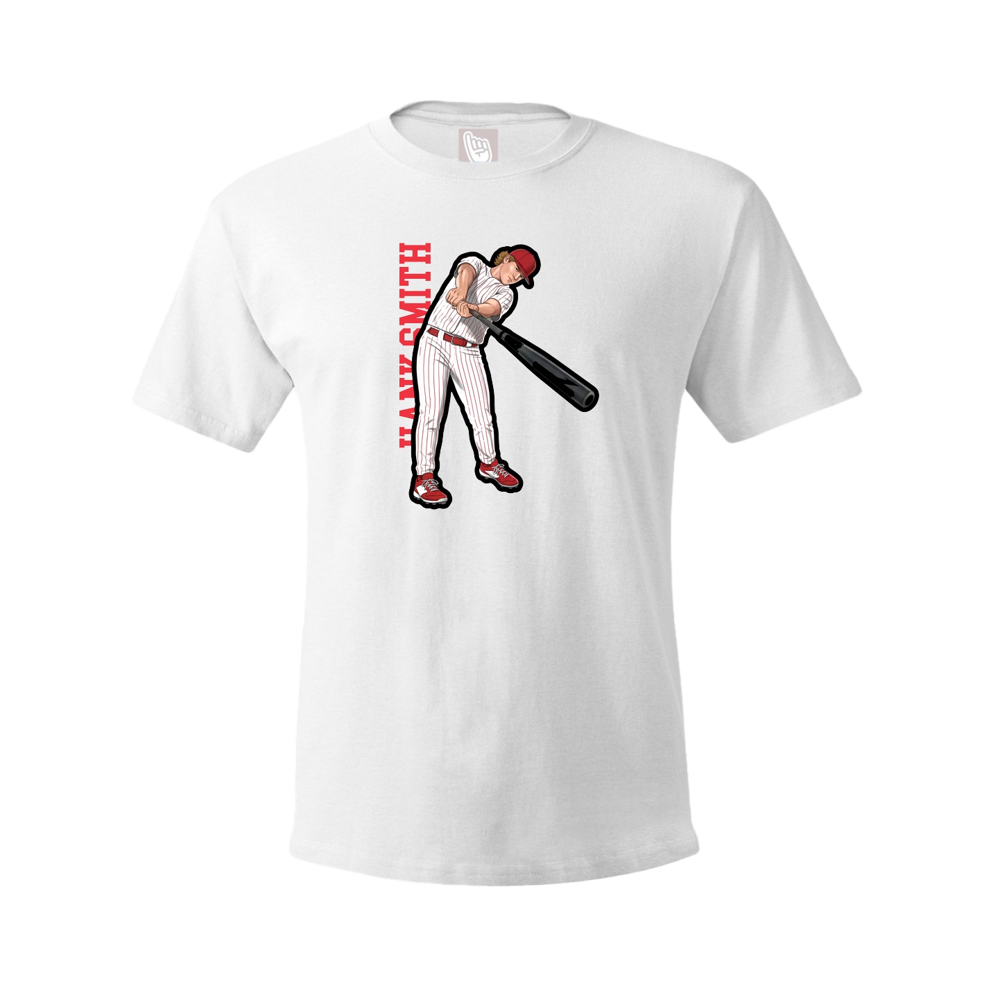 Youth Tee — Name Vertical in White