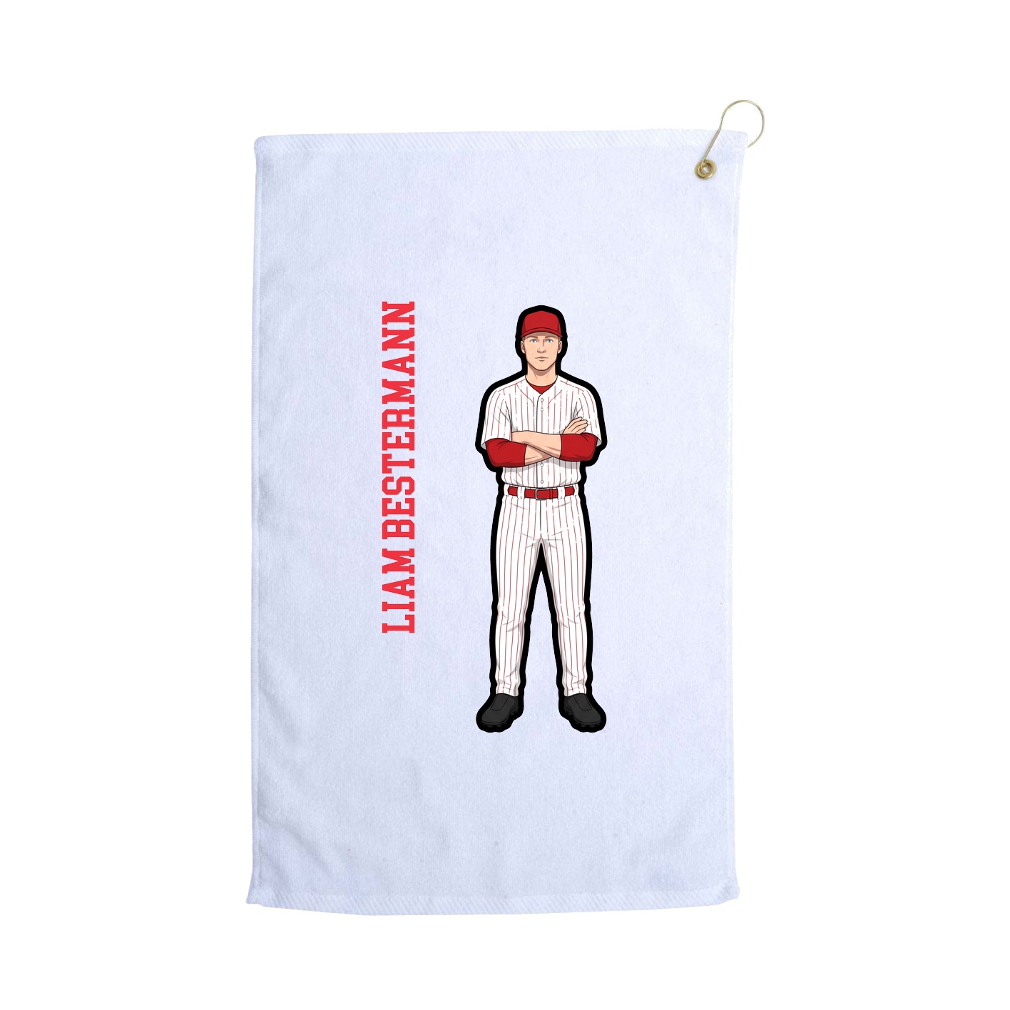 Golf Towel — Name Vertical in White