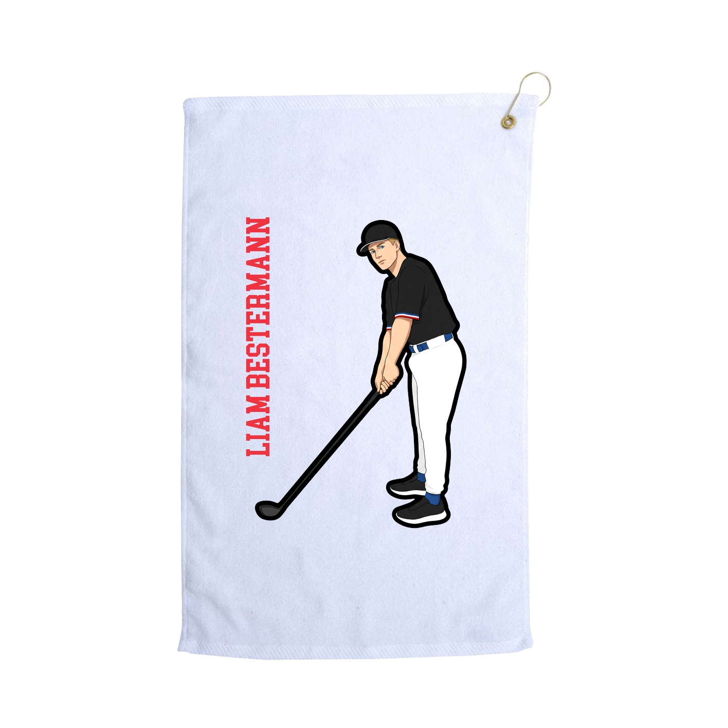 Golf Towel — Name Vertical in White