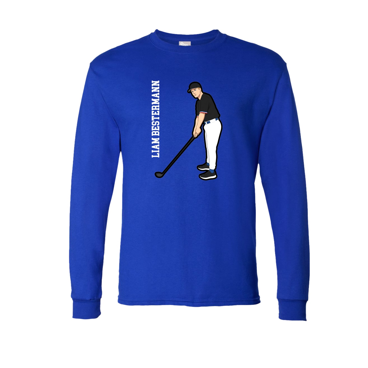 Long Sleeve Tee — Name Vertical in Royal
