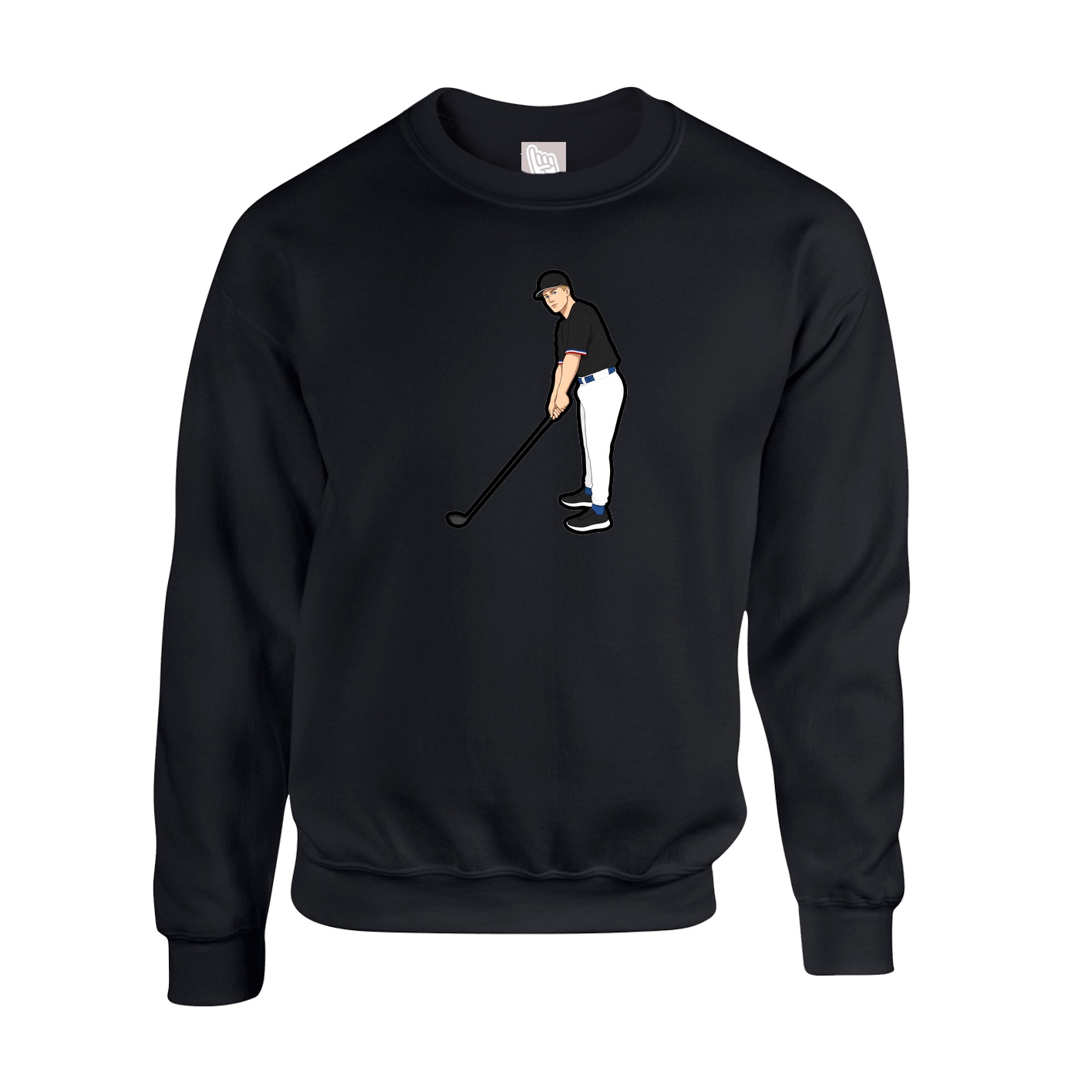 Fleece Crew — Name Vertical in Black