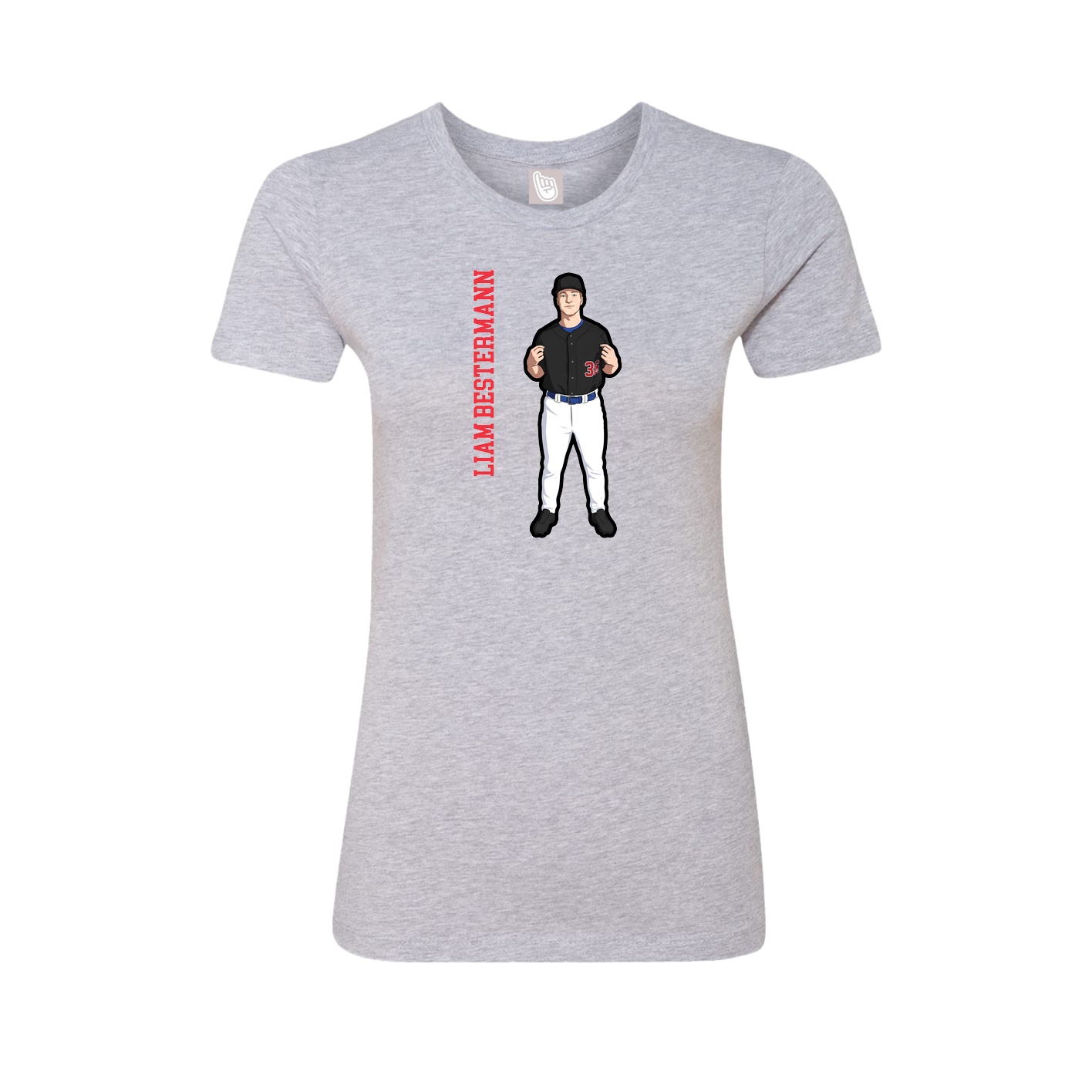 Womens Tee — Name Vertical in Grey