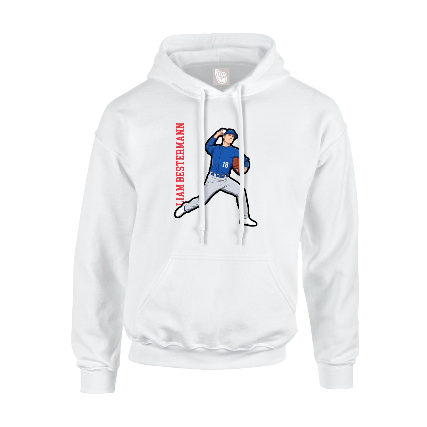 Youth Hoodie — Name Vertical in White