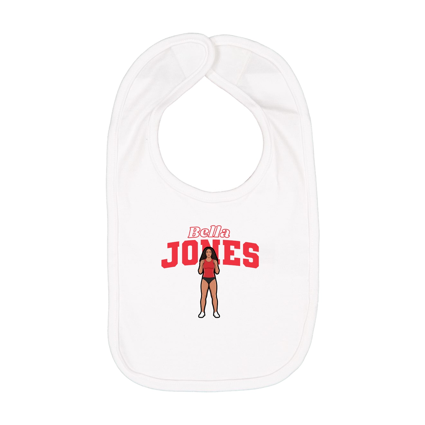 Infant Bib — Name Arch in White