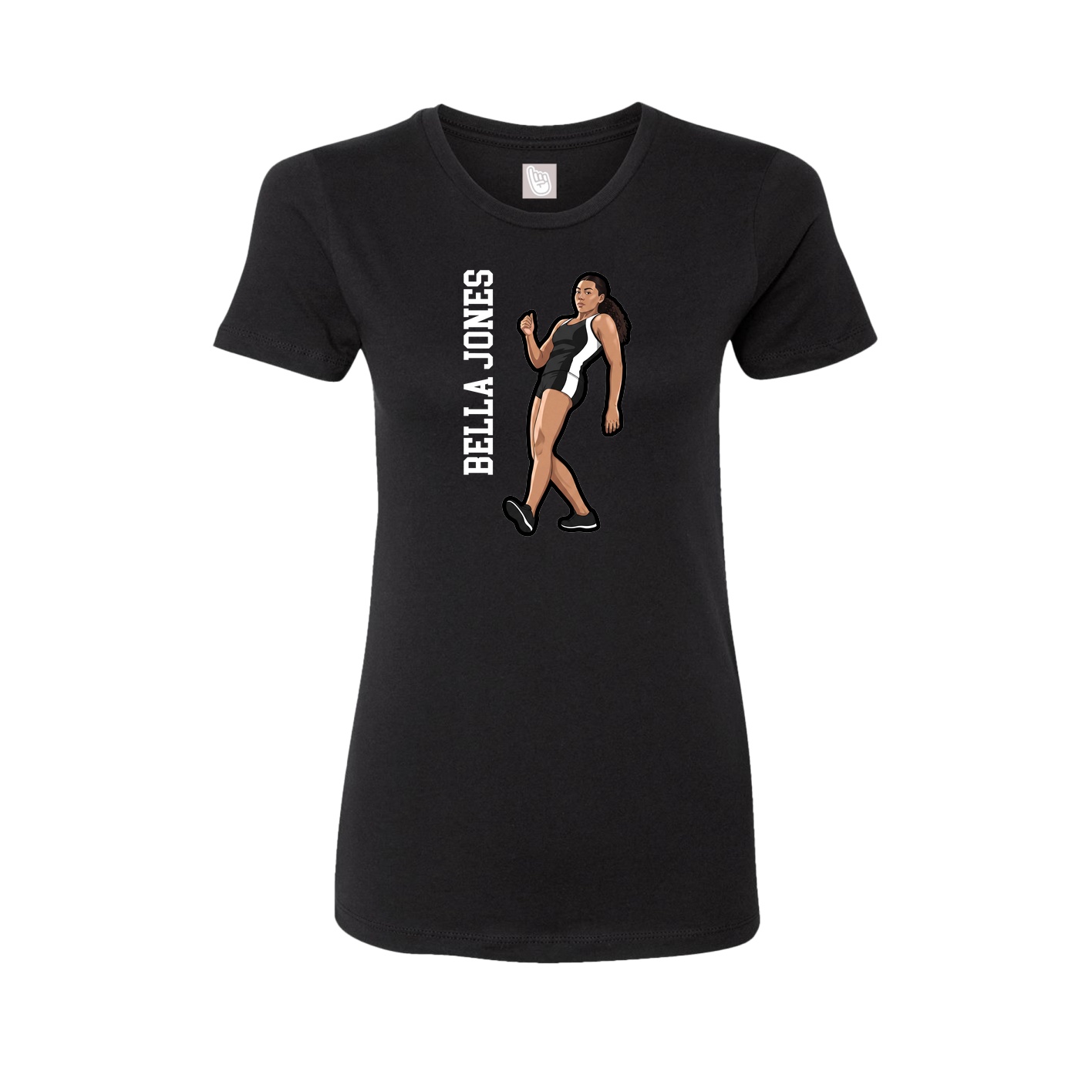Fitted Women's Tee — Name Vertical in Black