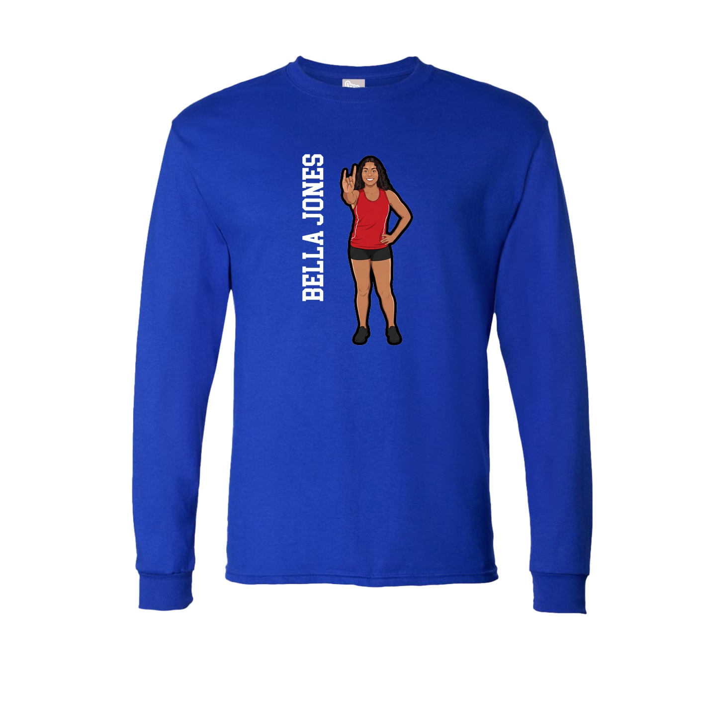 Long Sleeve Tee — Name Vertical in Royal