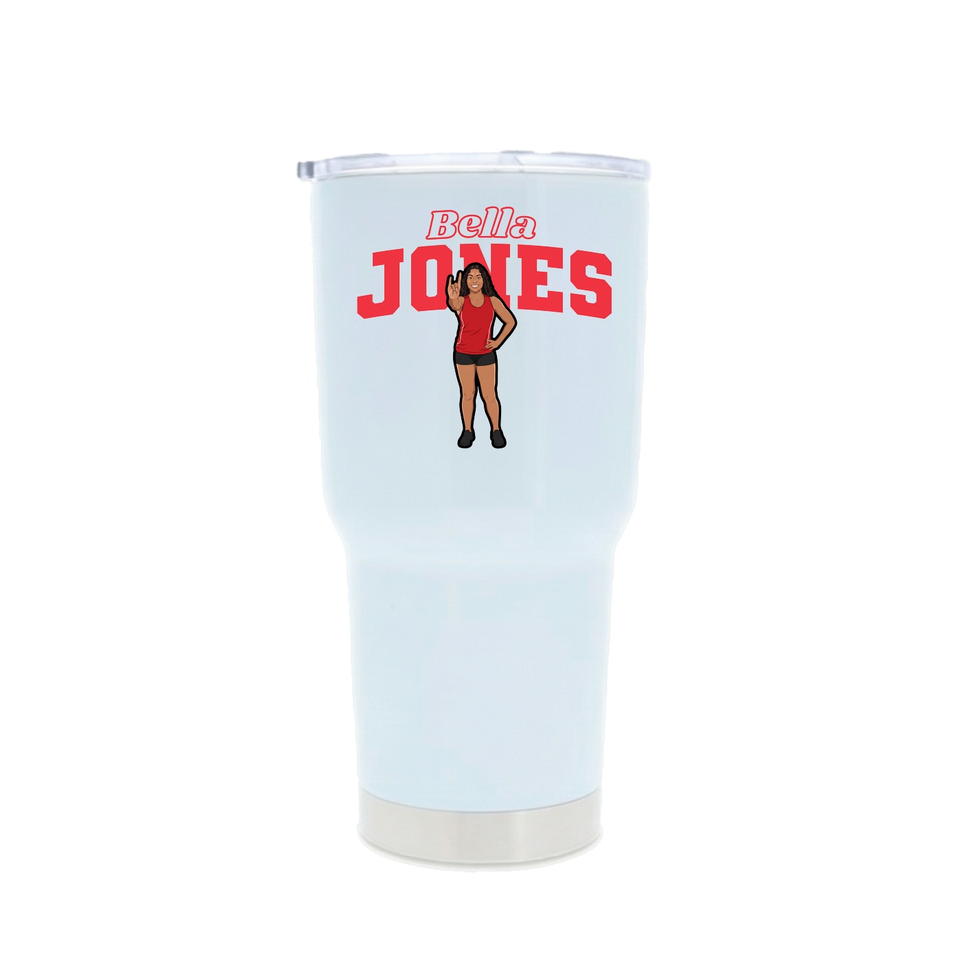 30oz Stainless Steel Tumbler — Name Arch in White