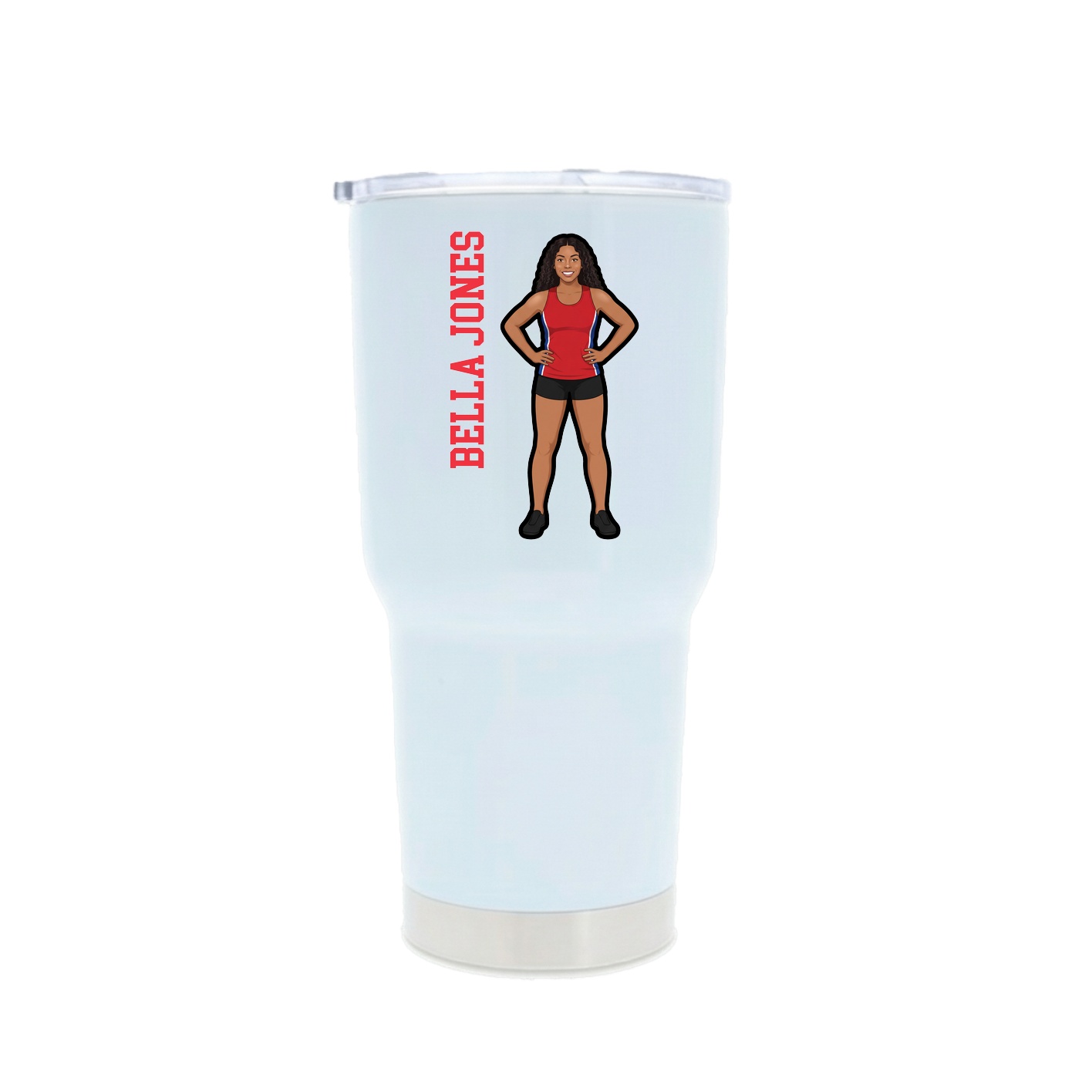 30oz Stainless Steel Tumbler — Name Vertical in White