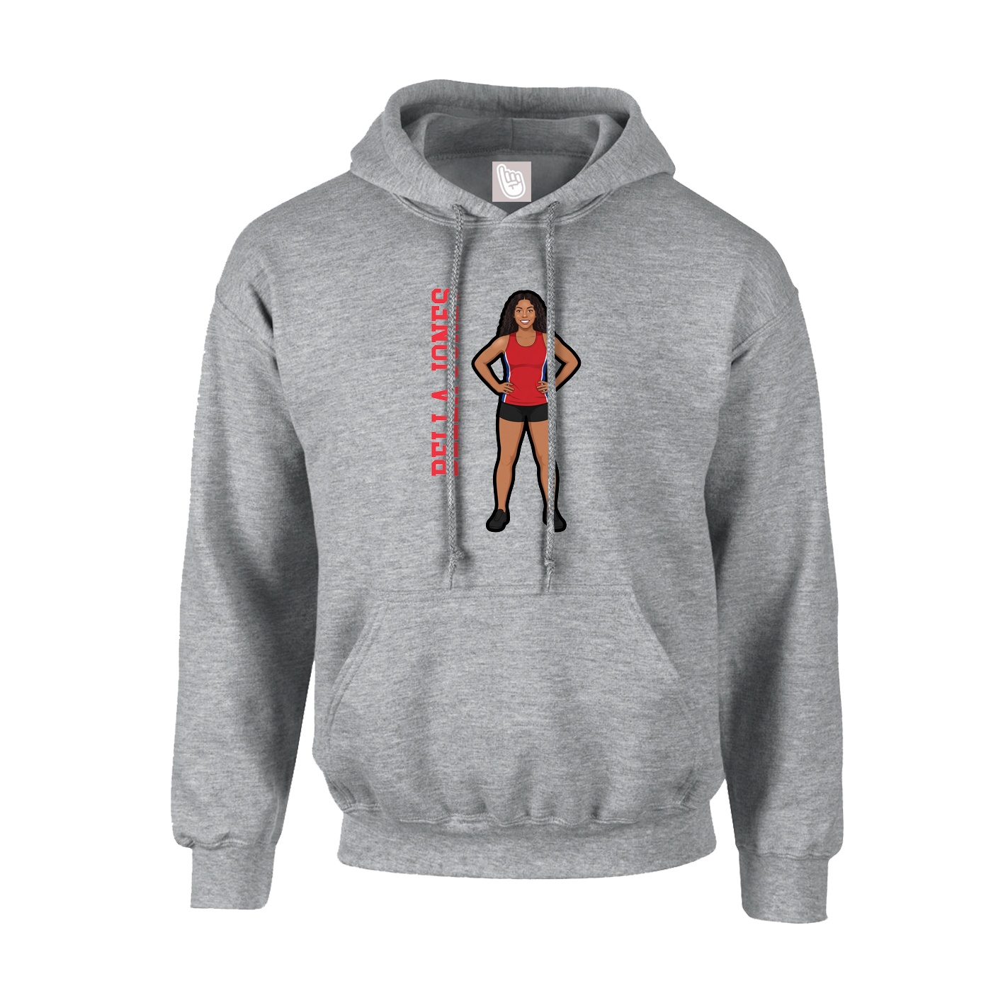 Hoodie — Name Vertical in Grey