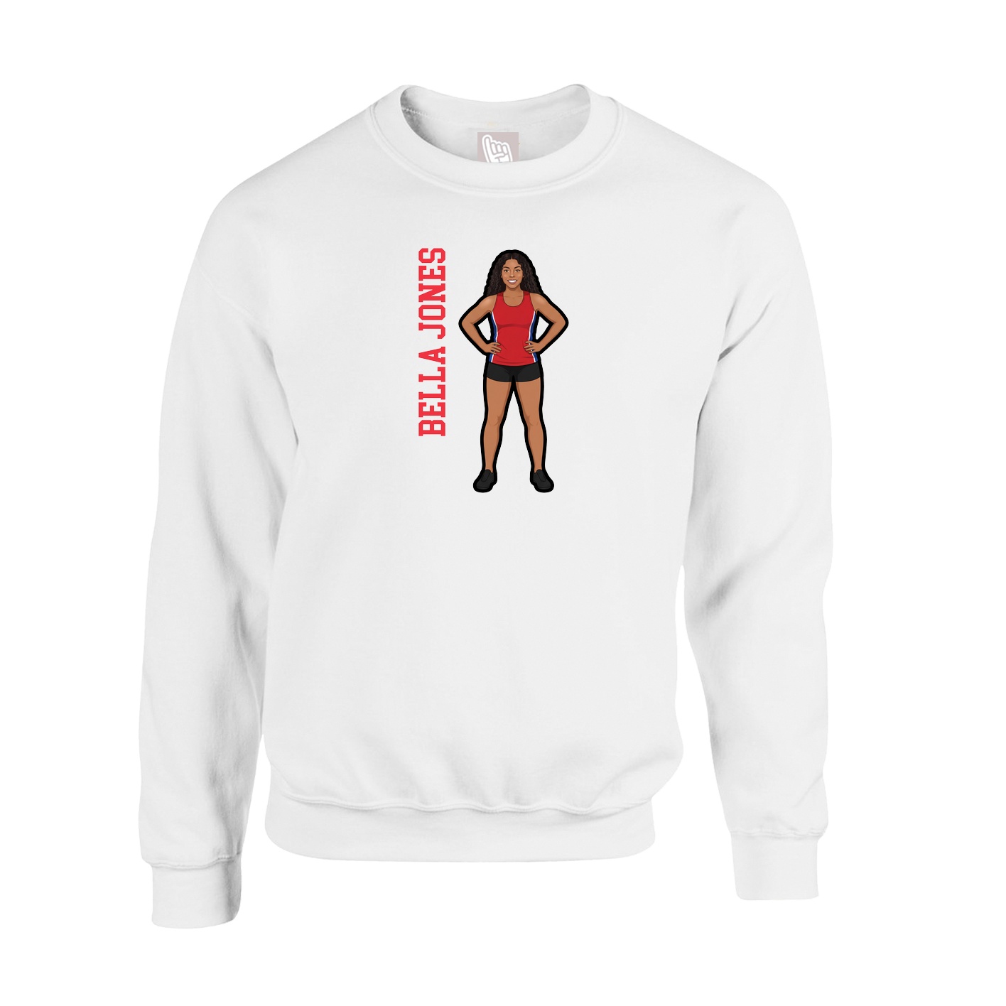 Fleece Crew — Name Vertical in White