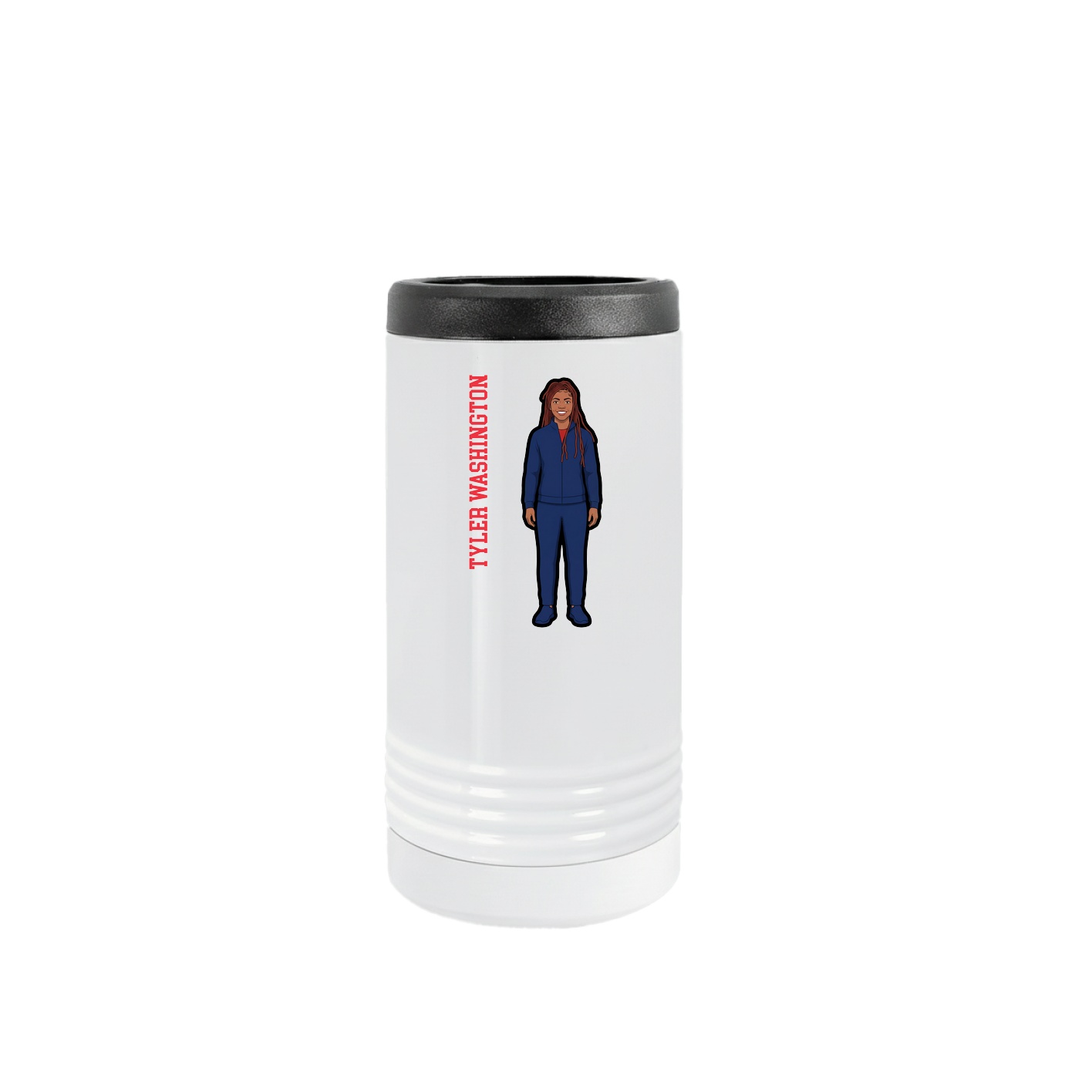 Slim Beverage Holder — Name Vertical in White