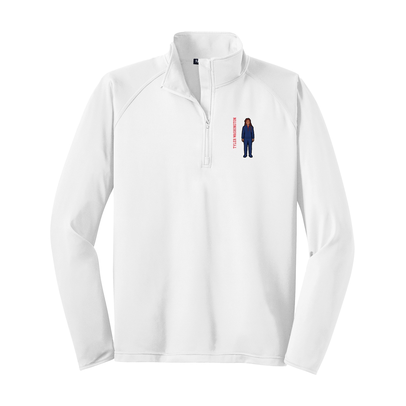 Q-Zip Pullover — Name Vertical in White