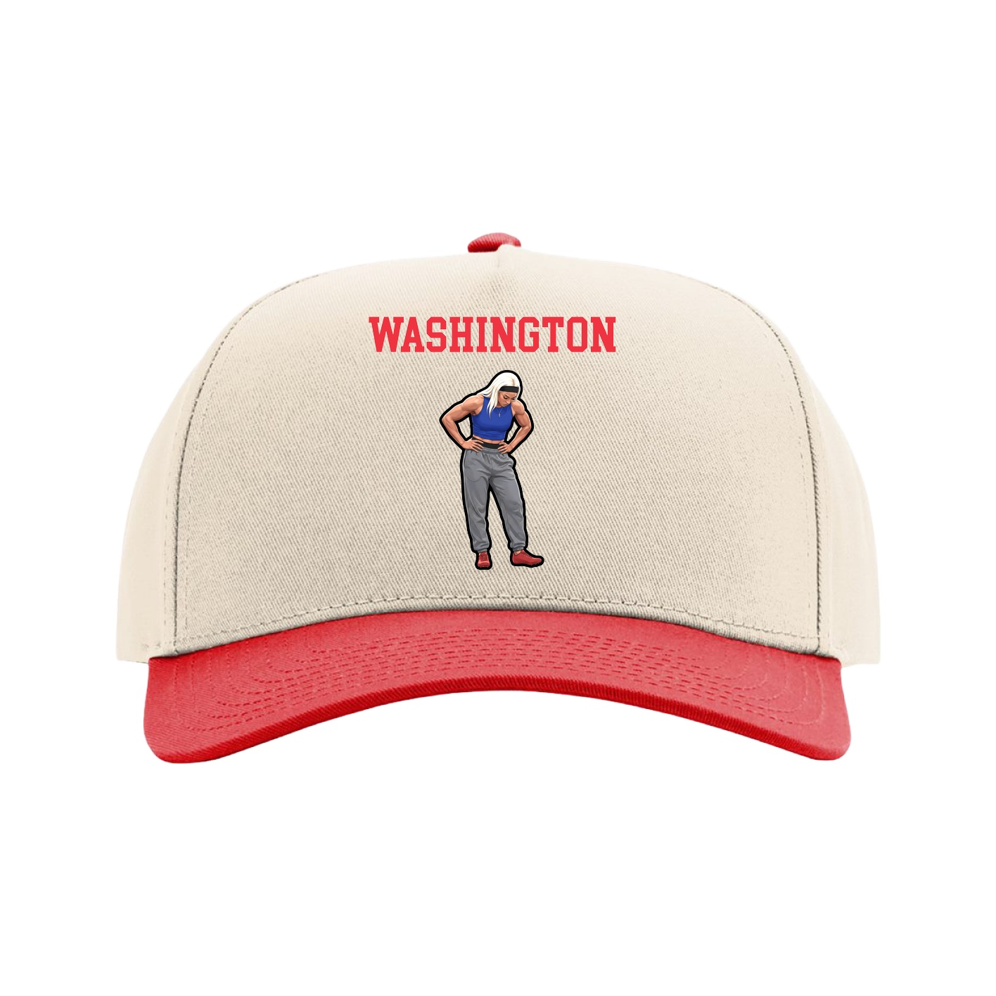 Full Fabric Five-Panel Champ Cap — Shirsey in Cream/Red