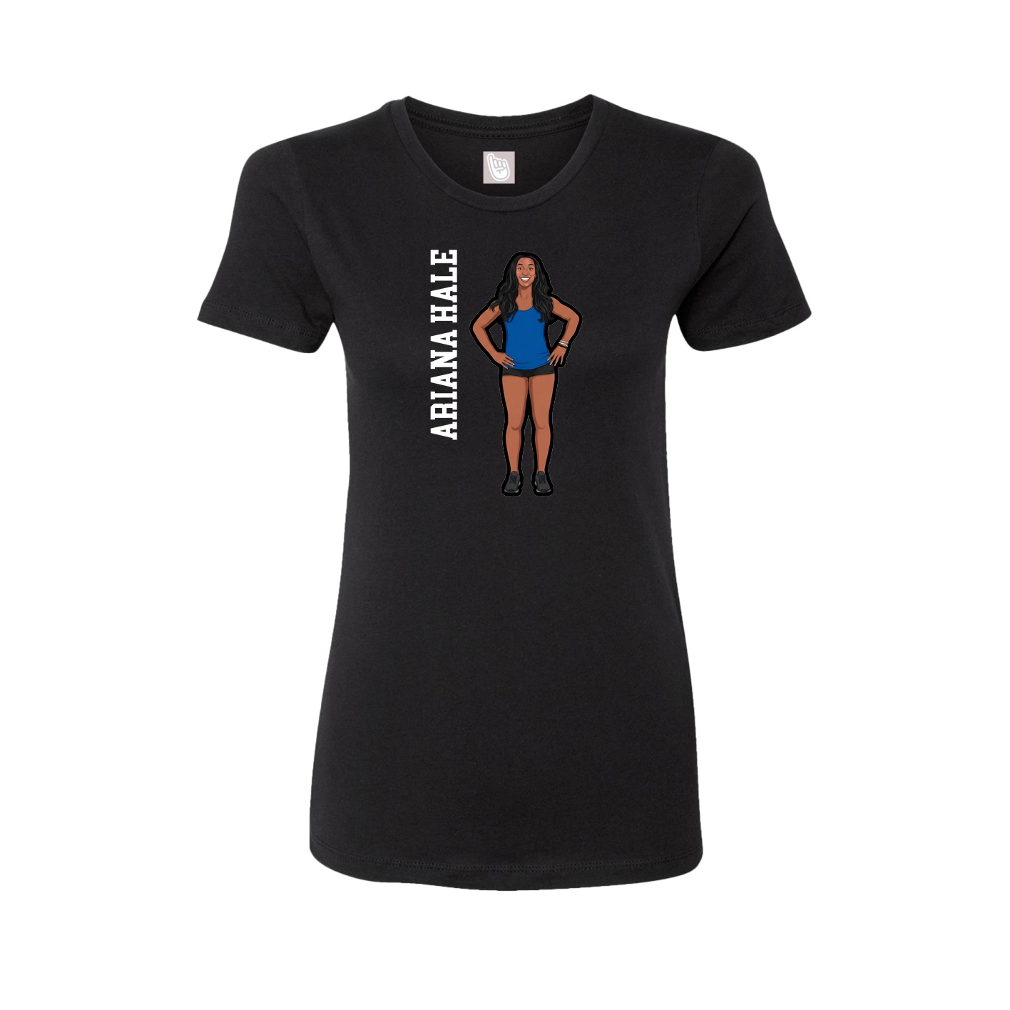 Fitted Women's Tee — Name Vertical in Black