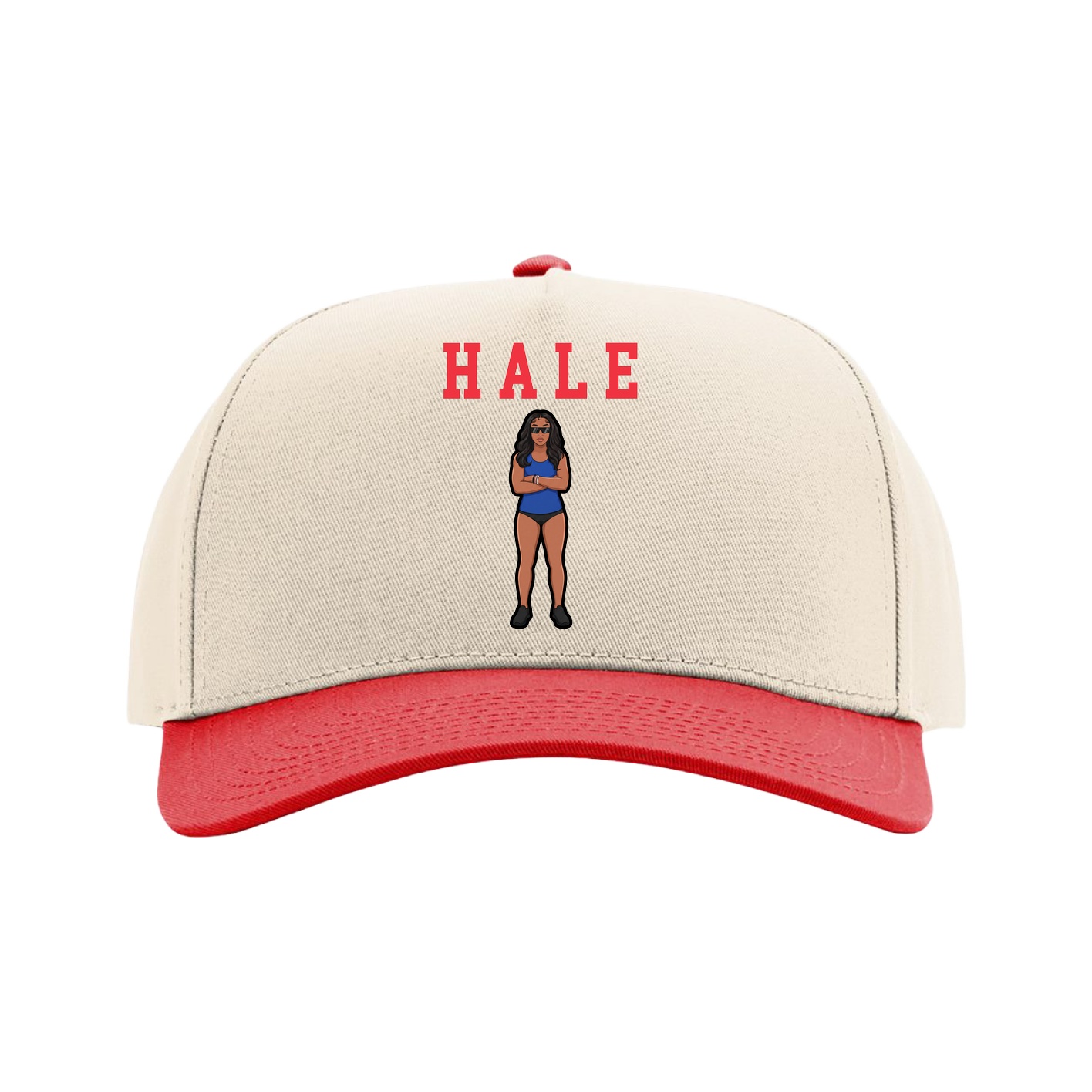 Full Fabric Five-Panel Champ Cap — Shirsey in Cream/Red