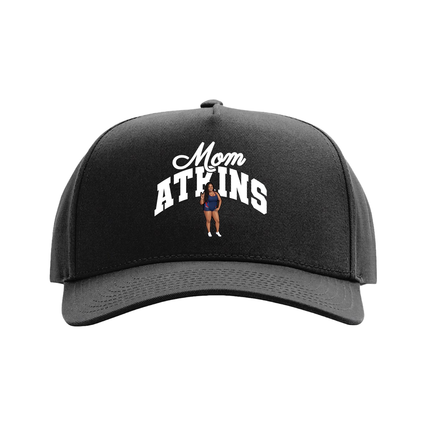 Full Fabric Five-Panel Champ Cap — Mothers Day Arch in Black