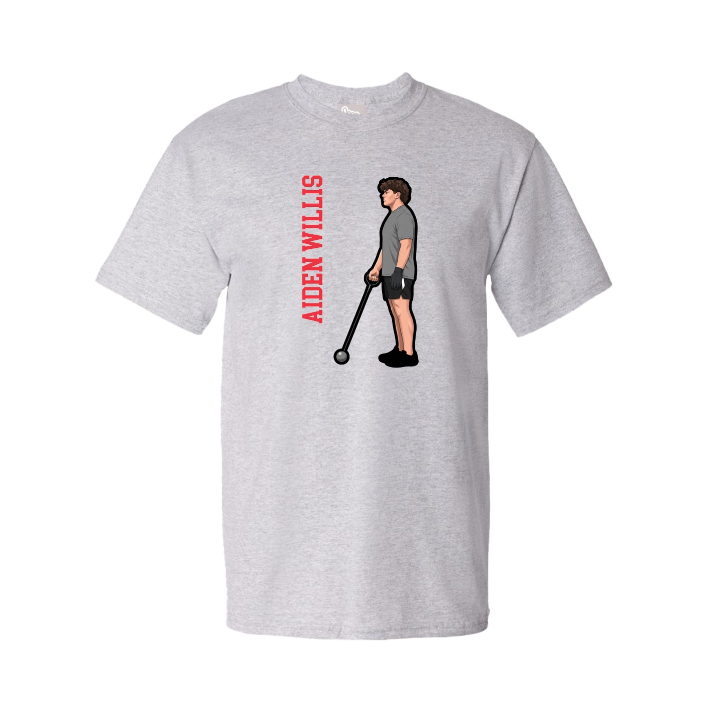 Youth Tee — Name Vertical in Grey