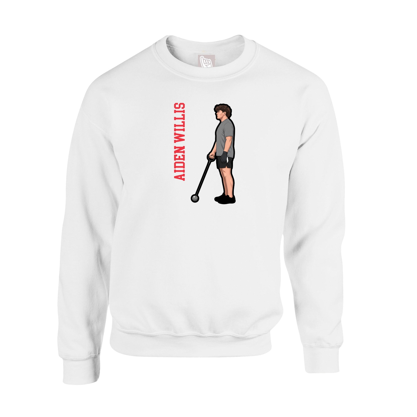 Fleece Crew — Name Vertical in White