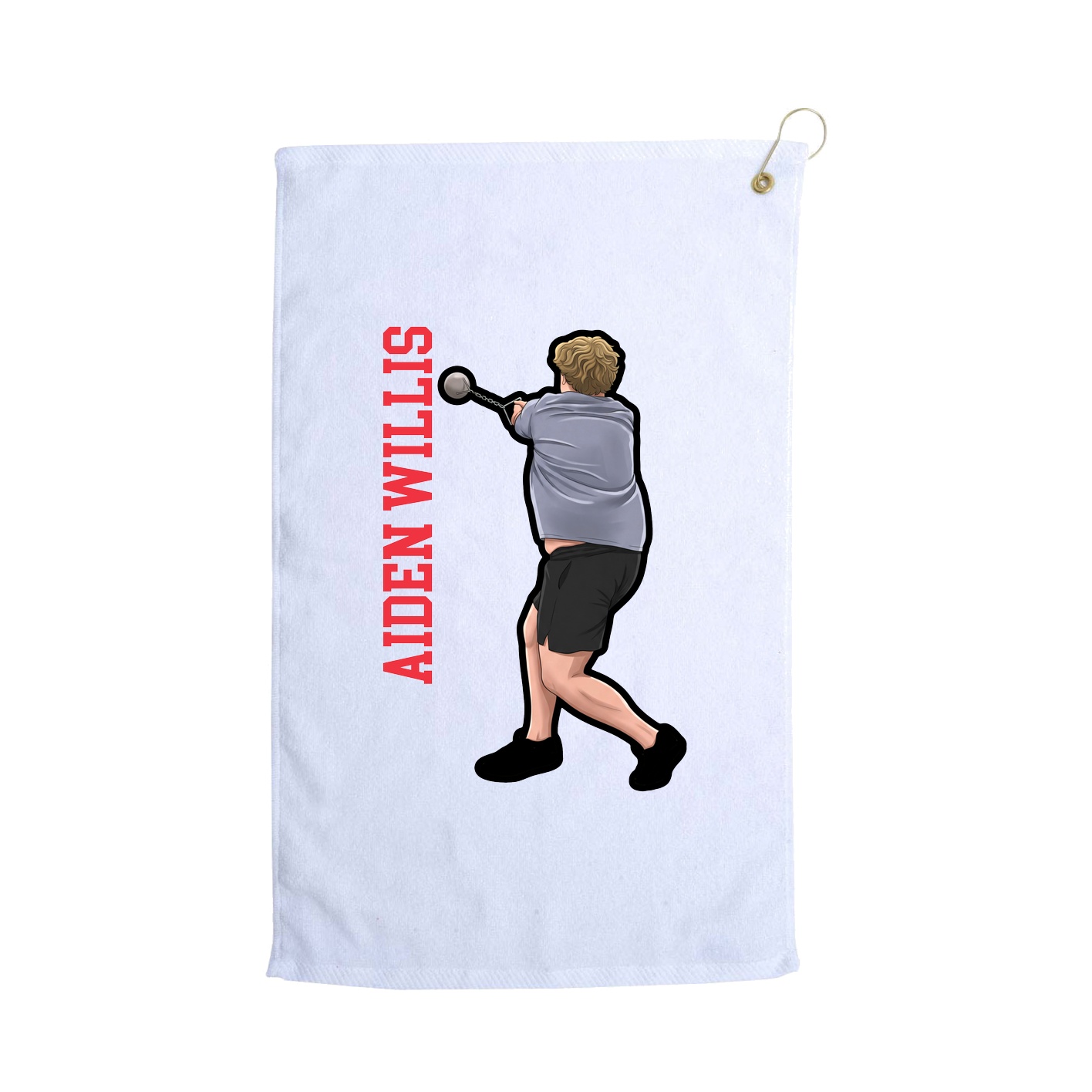 Golf Towel — Name Vertical in White