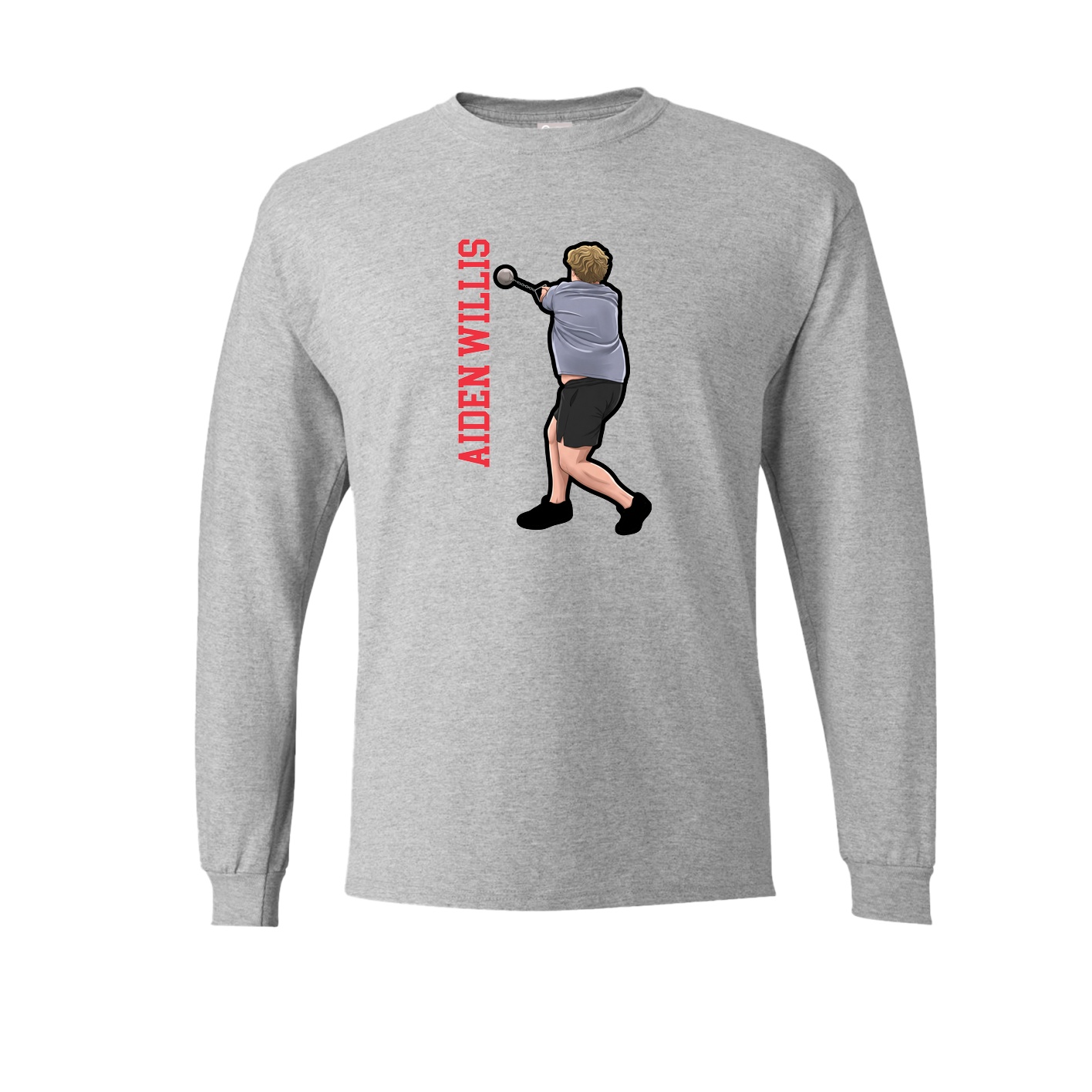 Long Sleeve Tee — Name Vertical in Grey
