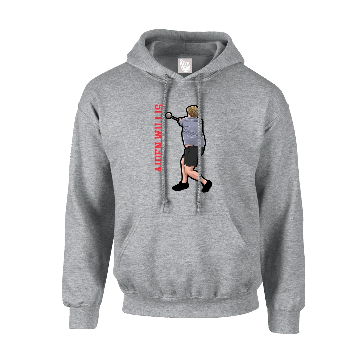Hoodie — Name Vertical in Grey