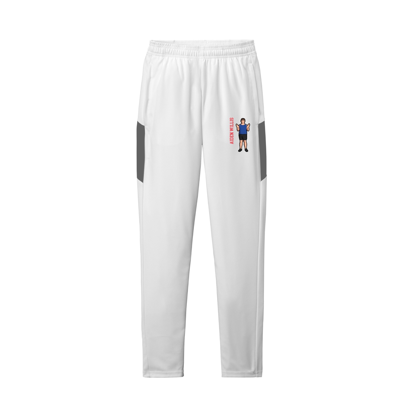 Team Travel Pant — Name Vertical in White/Grey
