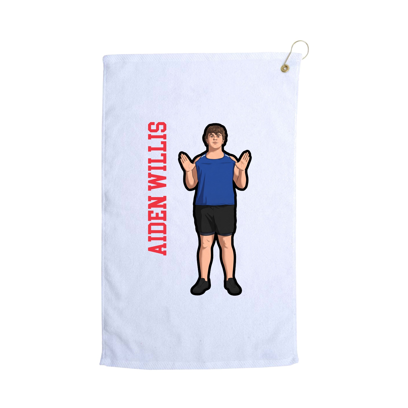 Golf Towel — Name Vertical in White