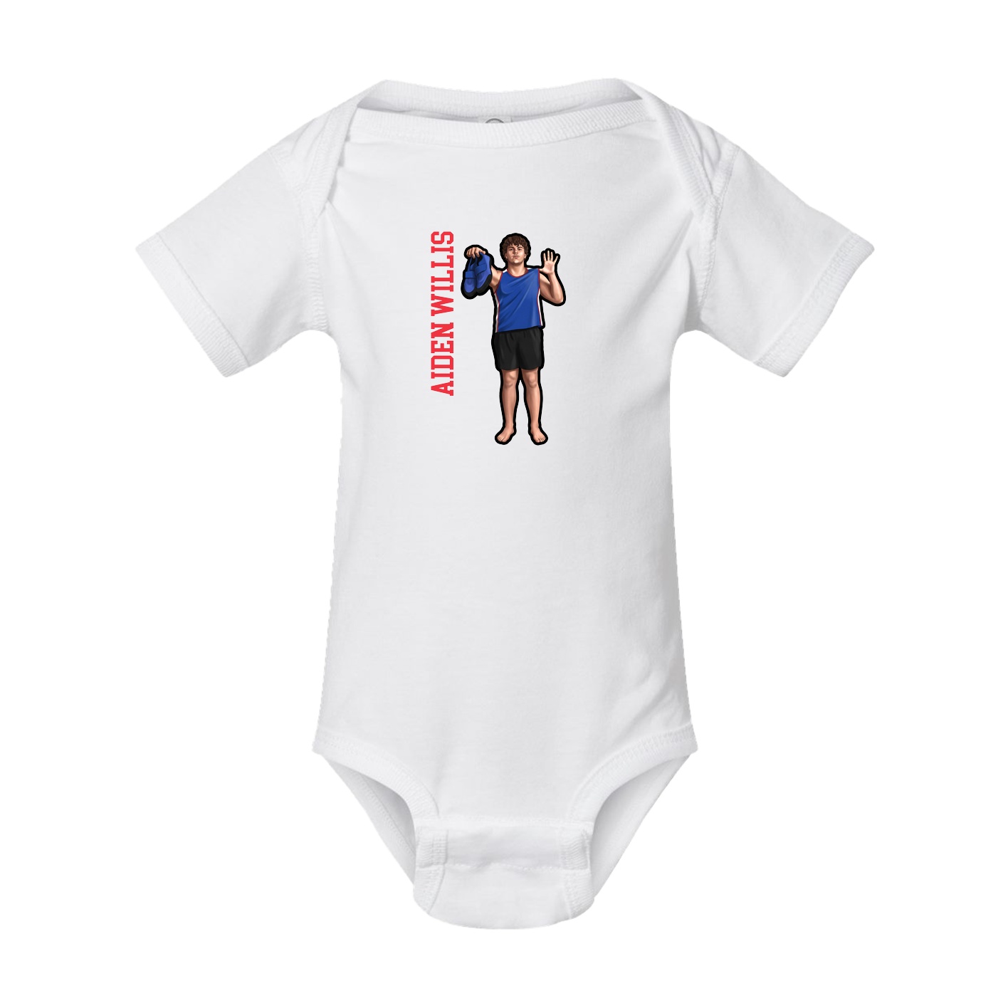 Baby Onesie — Name Vertical in White