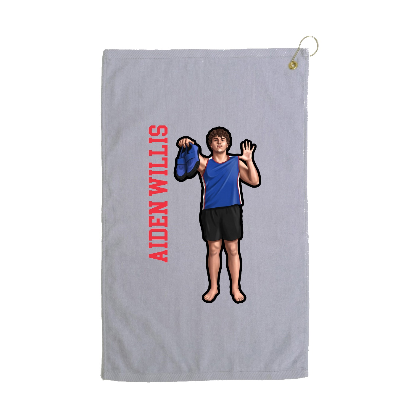 Golf Towel — Name Vertical in Grey
