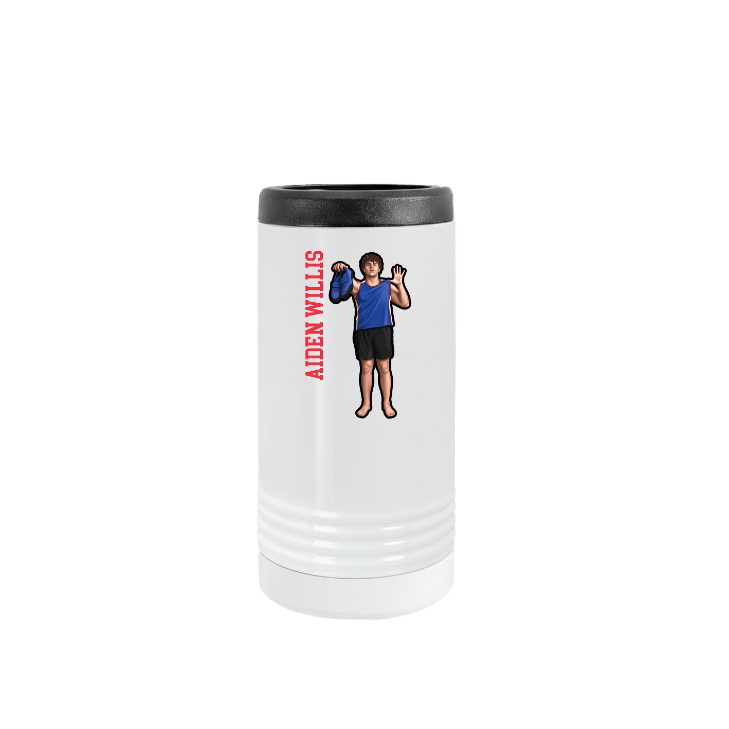 Slim Beverage Holder — Name Vertical in White
