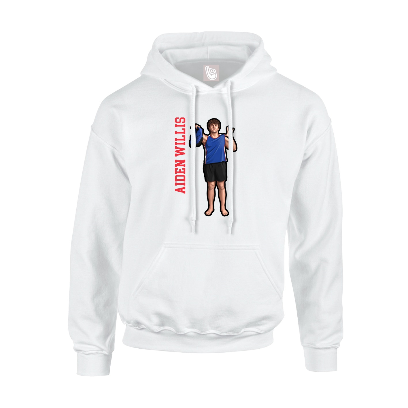 Youth Hoodie — Name Vertical in White