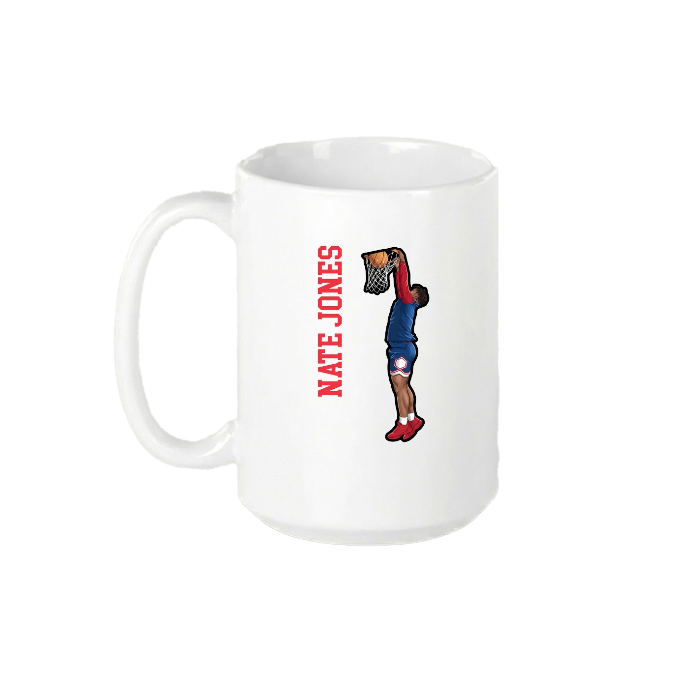 15oz Coffee Mug — Name Vertical in White
