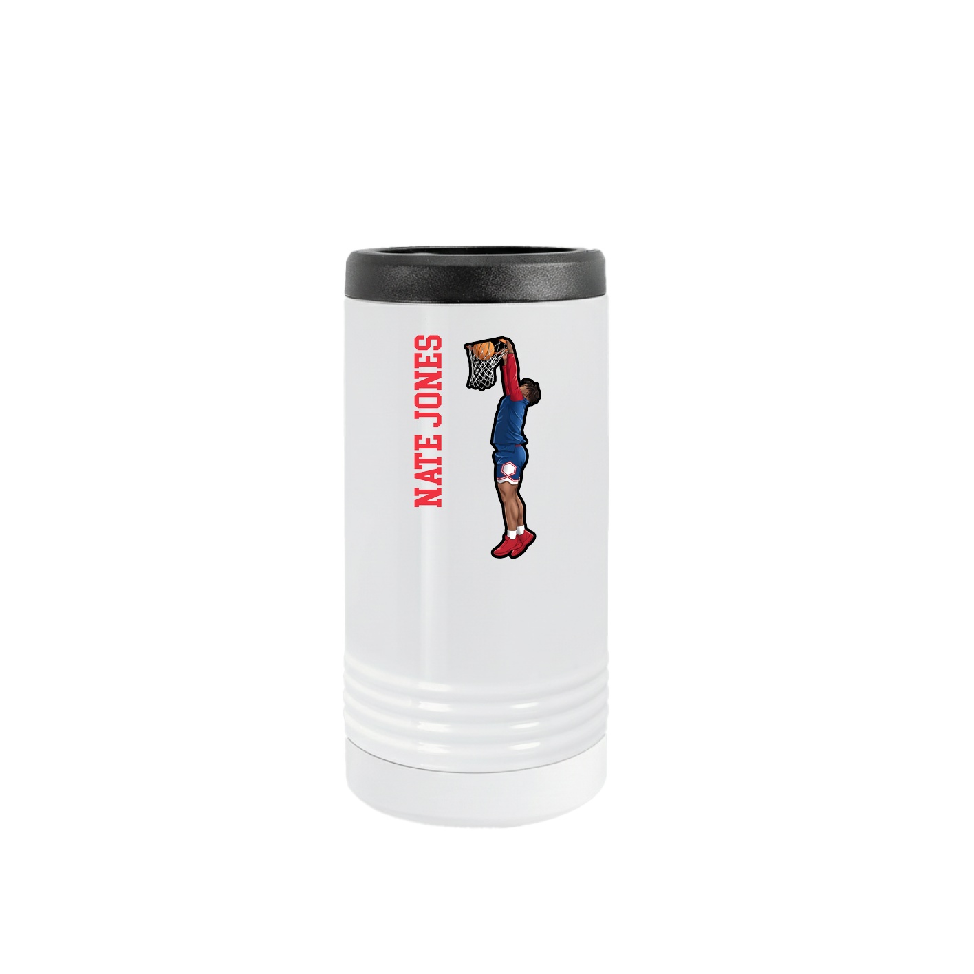 Slim Beverage Holder — Name Vertical in White