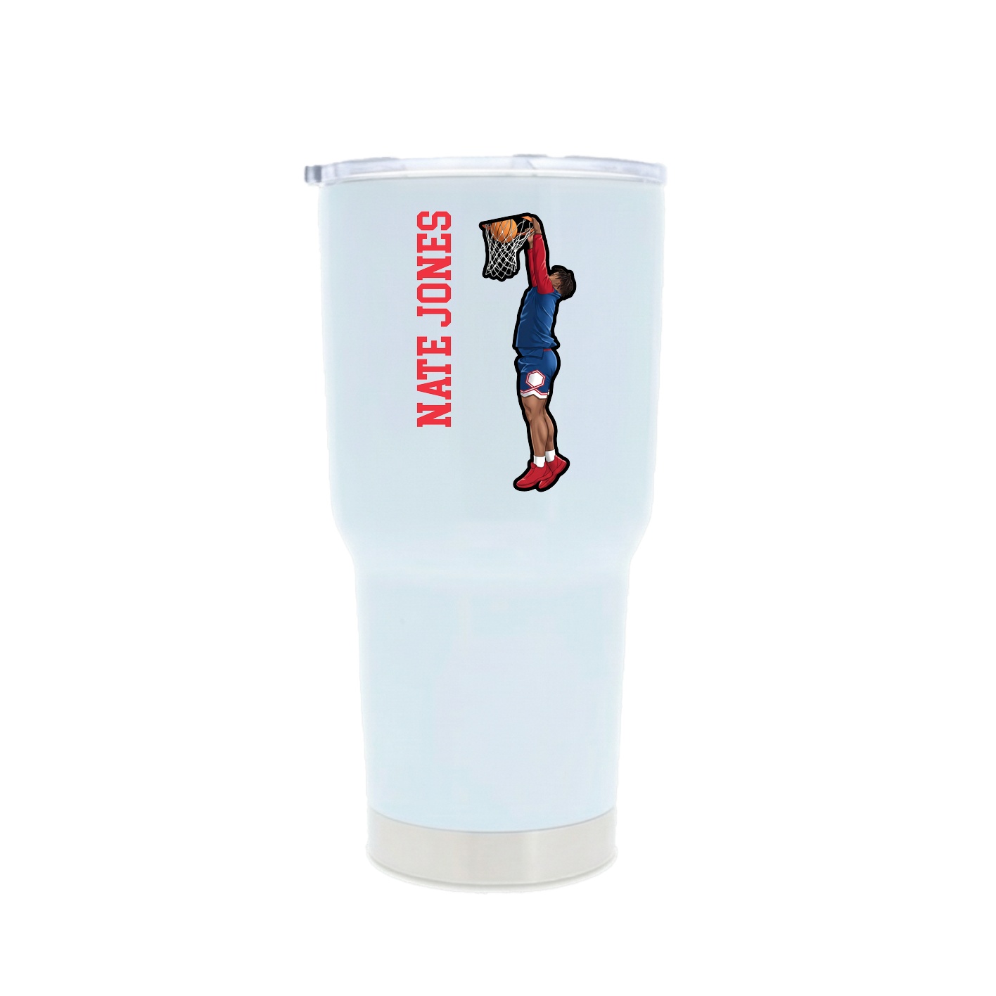 30oz Stainless Steel Tumbler — Name Vertical in White