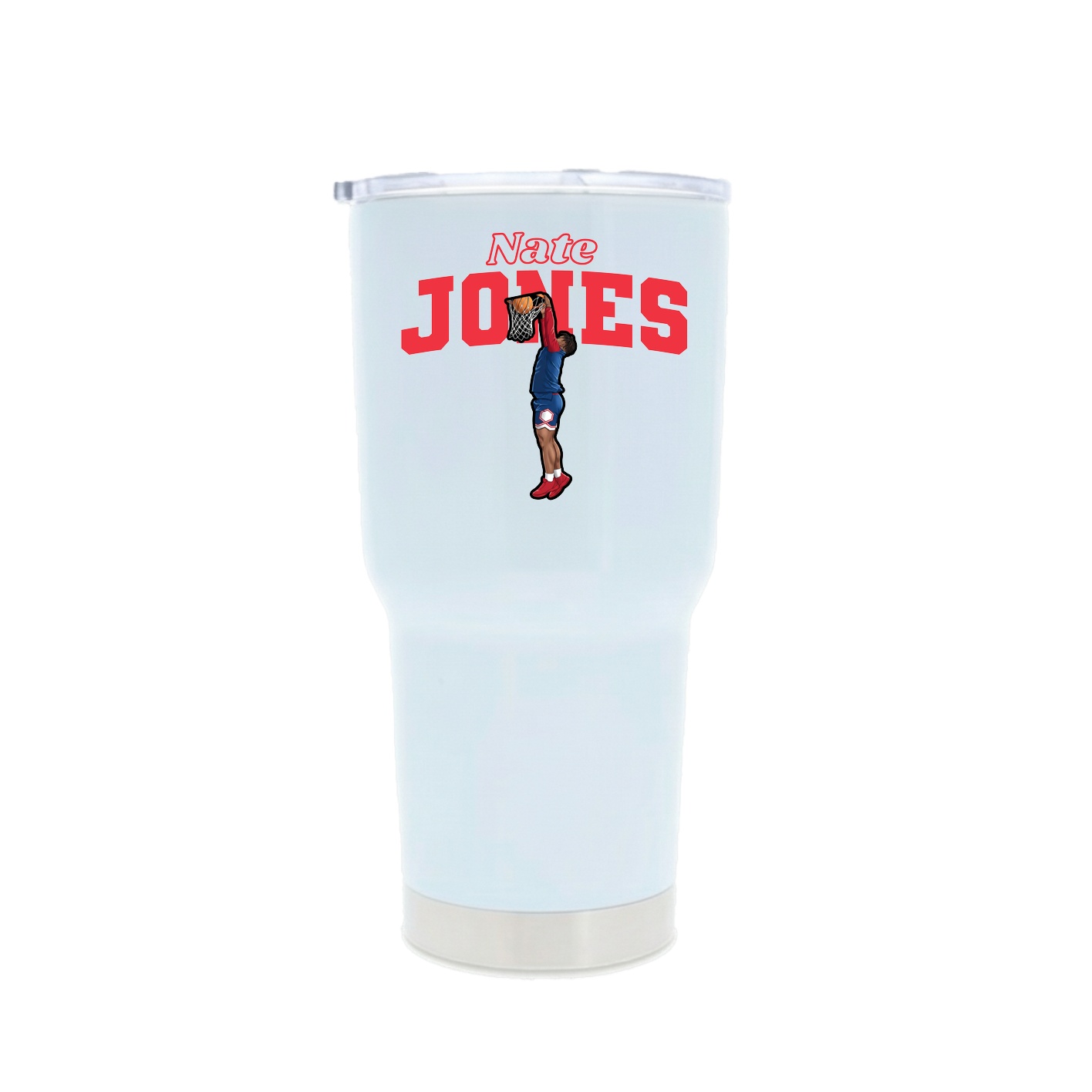 30oz Stainless Steel Tumbler — Name Arch in White