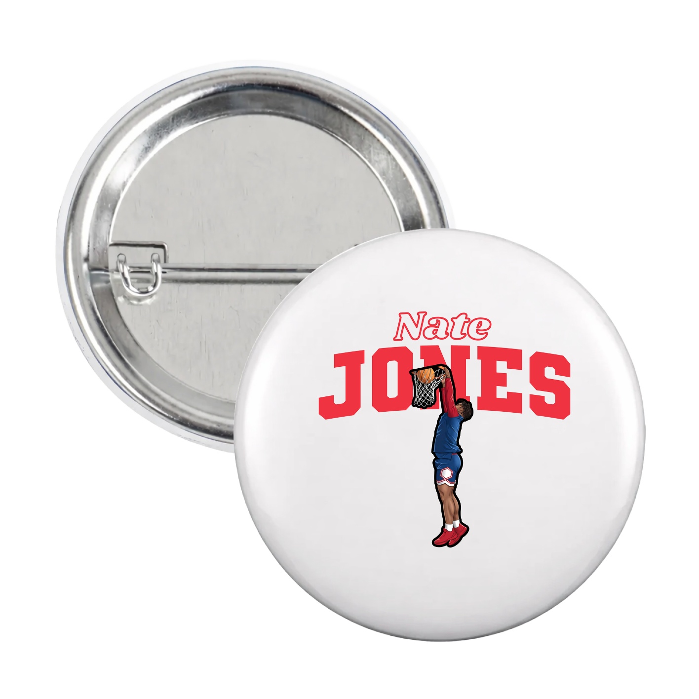 Game Day Button — Name Arch in White