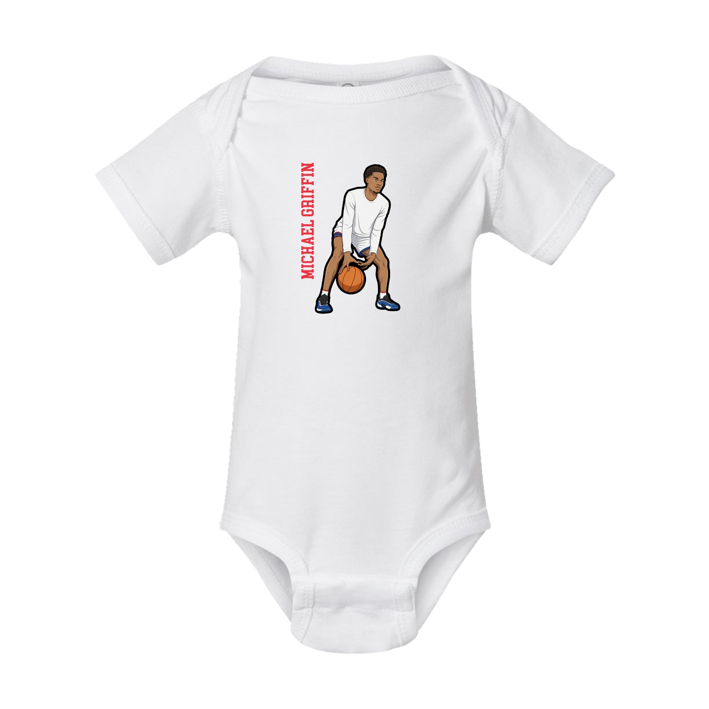 Baby Onesie — Name Vertical in White