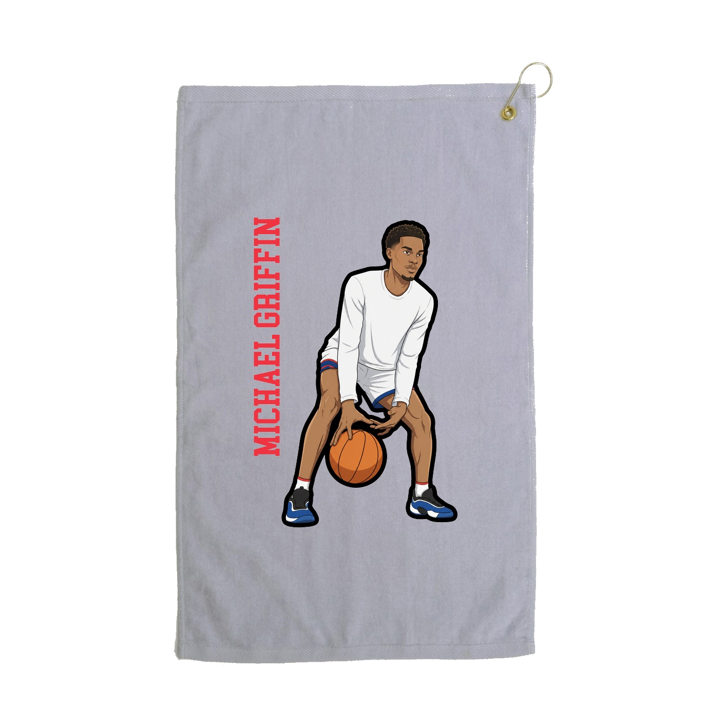 Golf Towel — Name Vertical in Grey