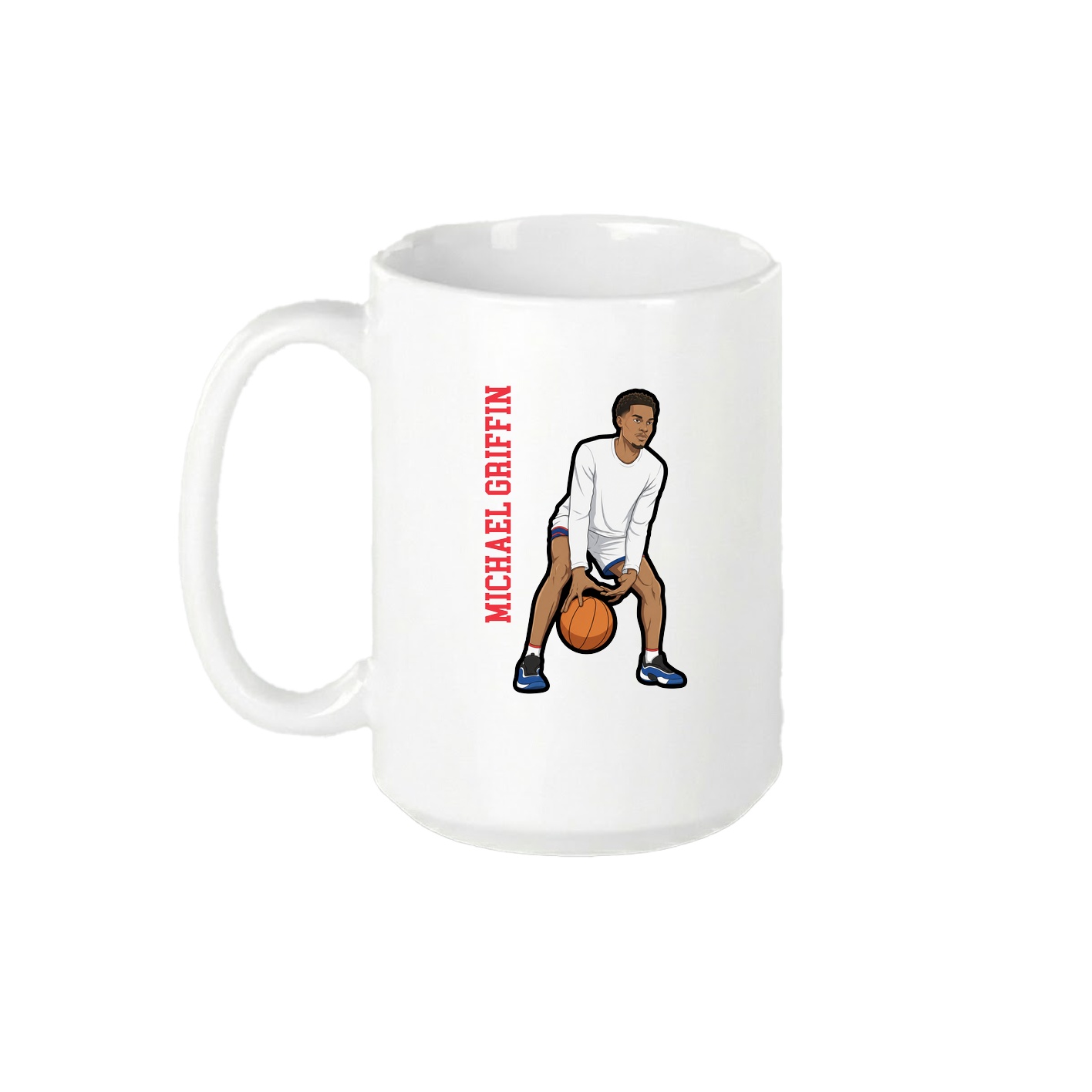 15oz Coffee Mug — Name Vertical in White
