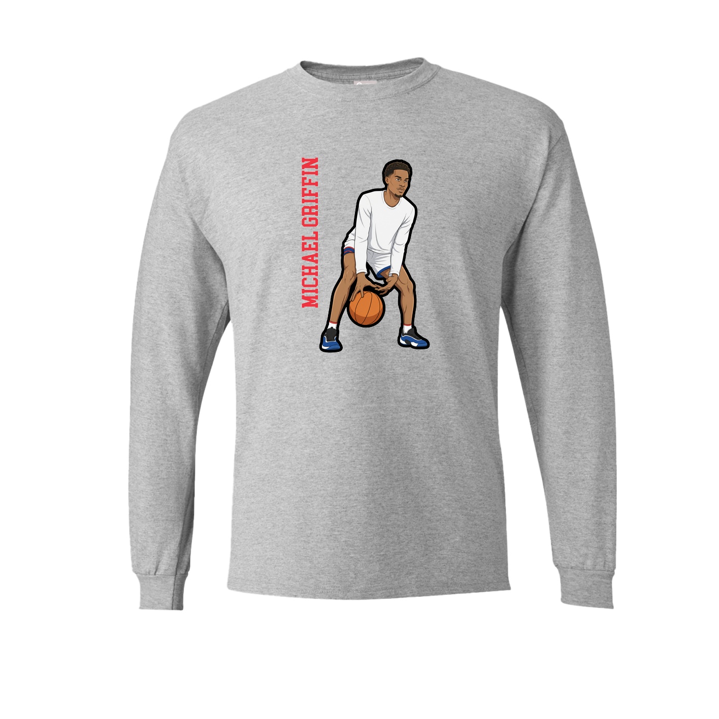 Long Sleeve Tee — Name Vertical in Grey