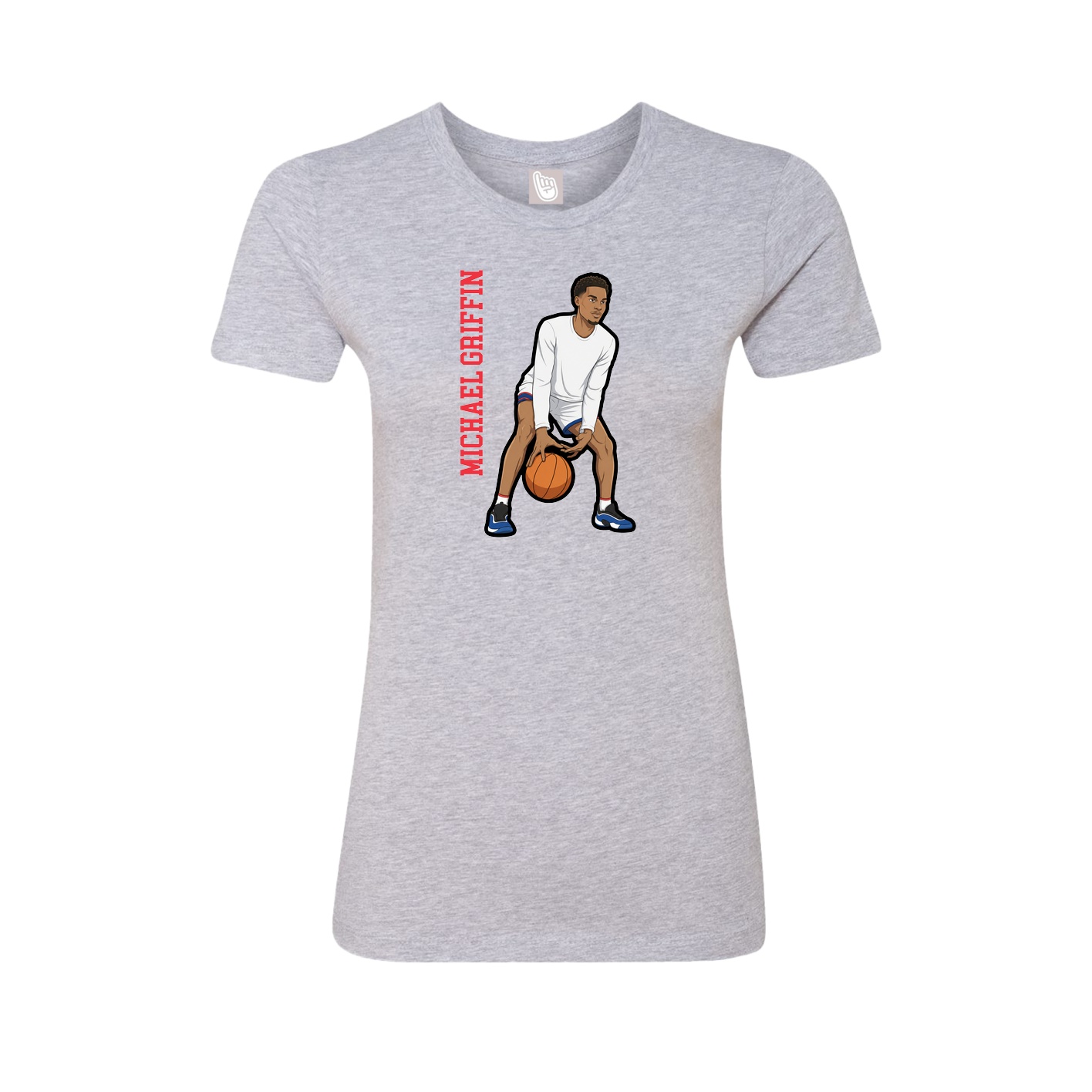 Fitted Women's Tee — Name Vertical in Grey