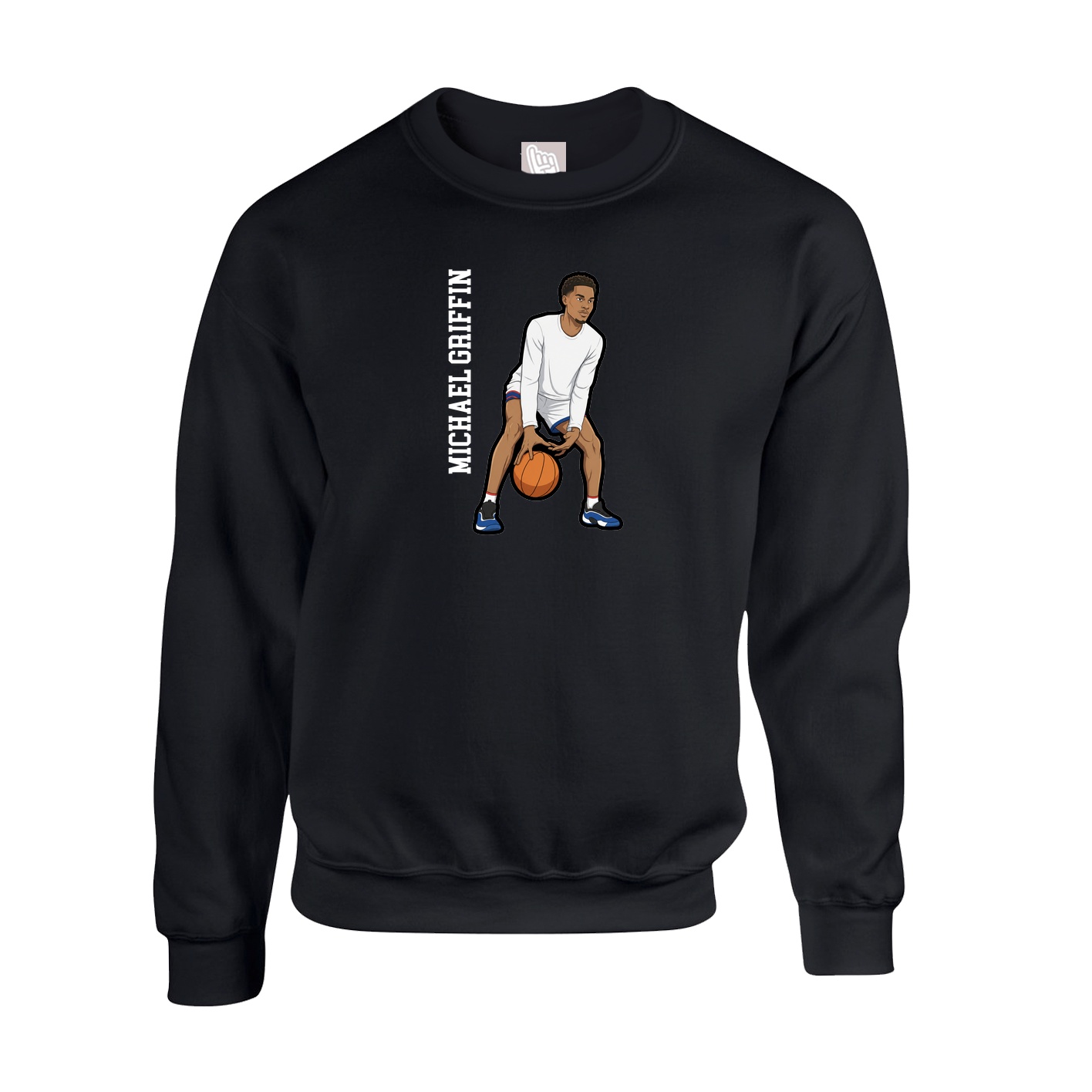 Fleece Crew — Name Vertical in Black