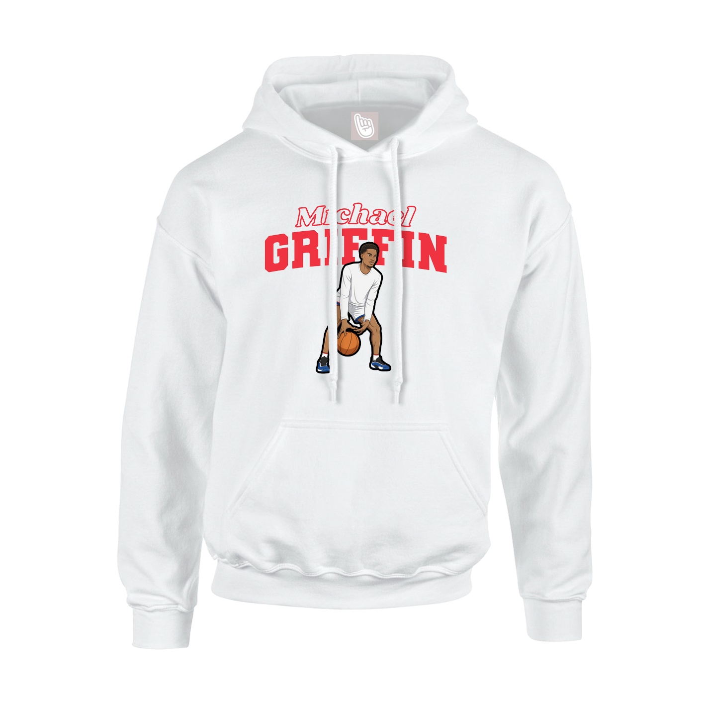 Youth Hoodie — Name Arch in White