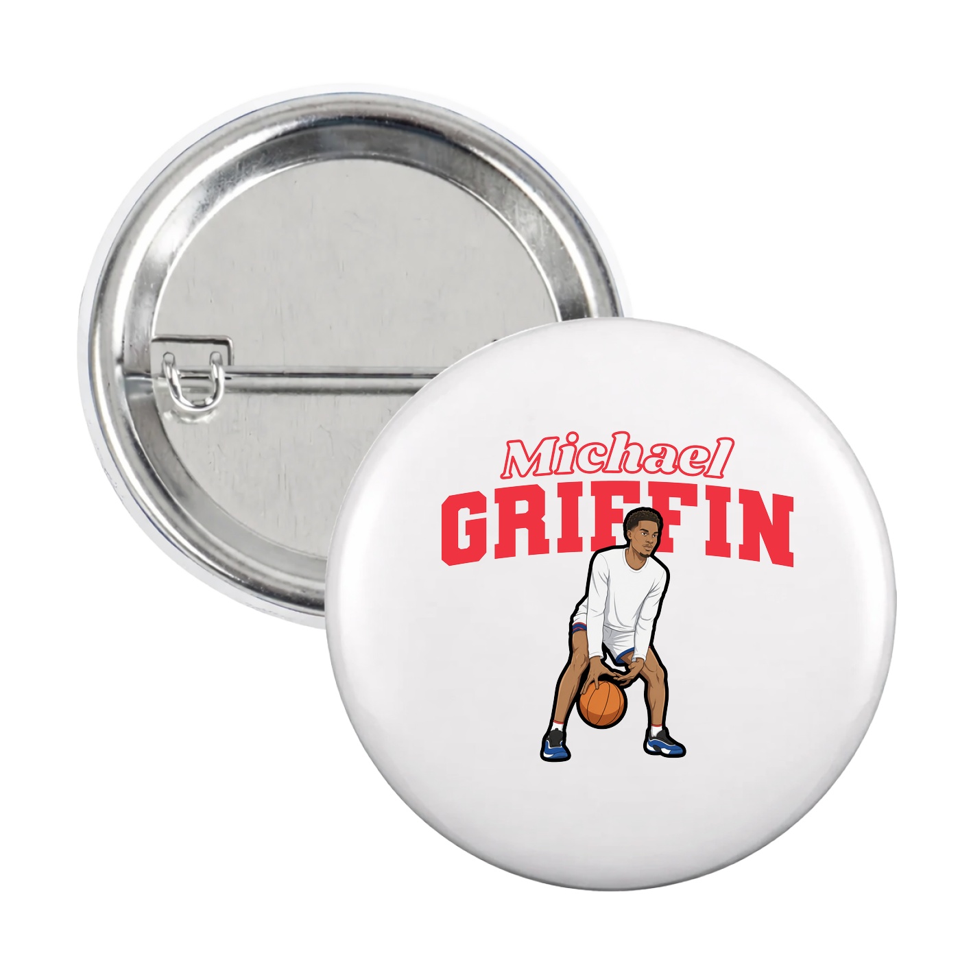 Game Day Button — Name Arch in White
